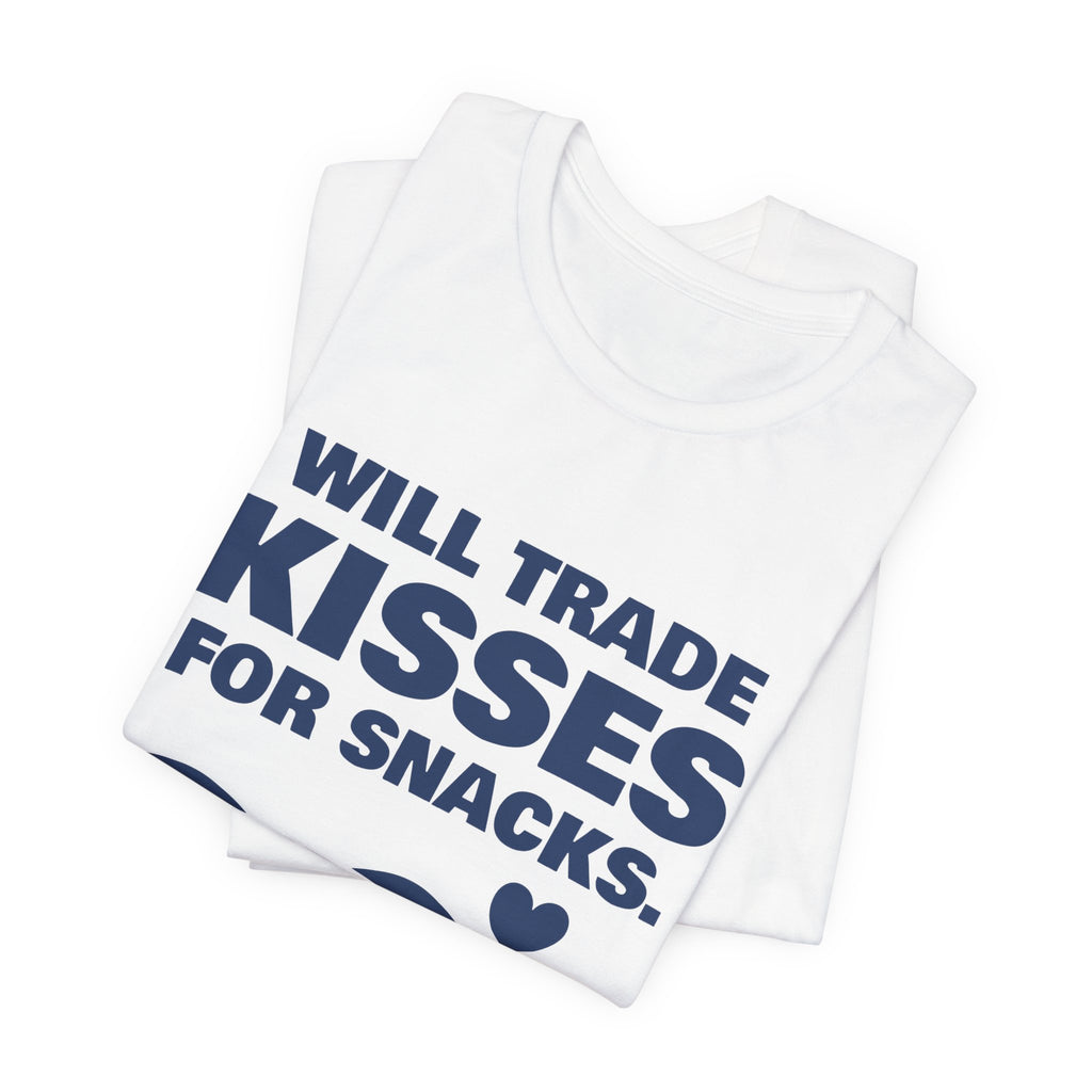 Will Trade Kisses for Snacks Tee (Navy Blue Ink)