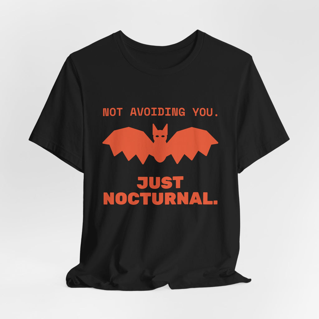 Not Avoiding You, Just Nocturnal Tee (Black / Orange)
