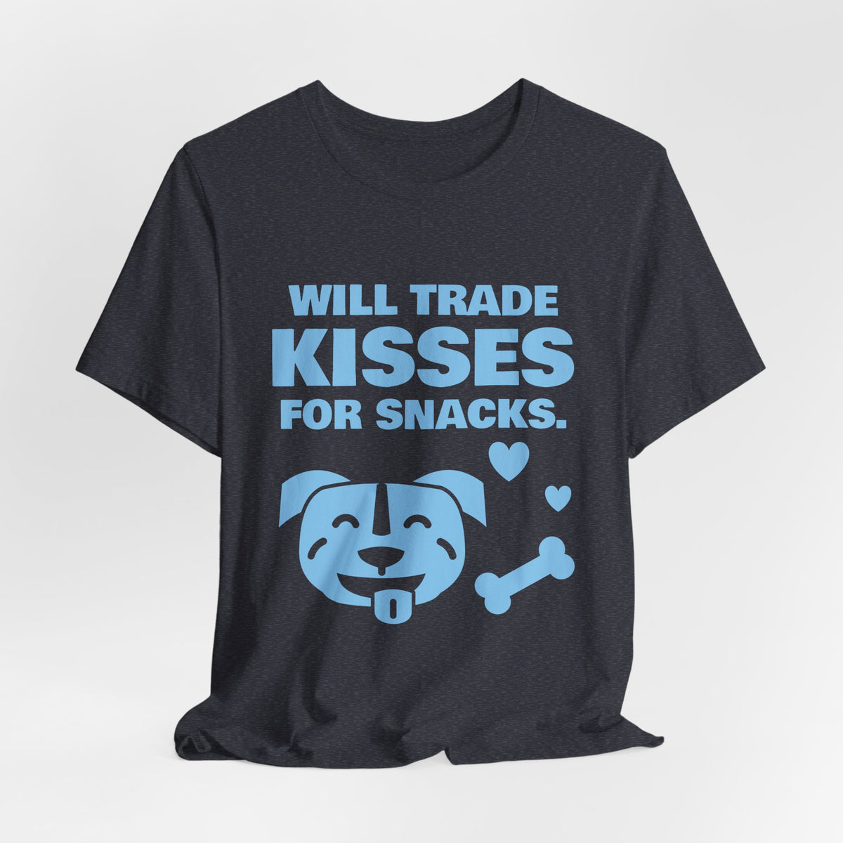 Will Trade Kisses for Snacks Tee (Sky Blue Ink)