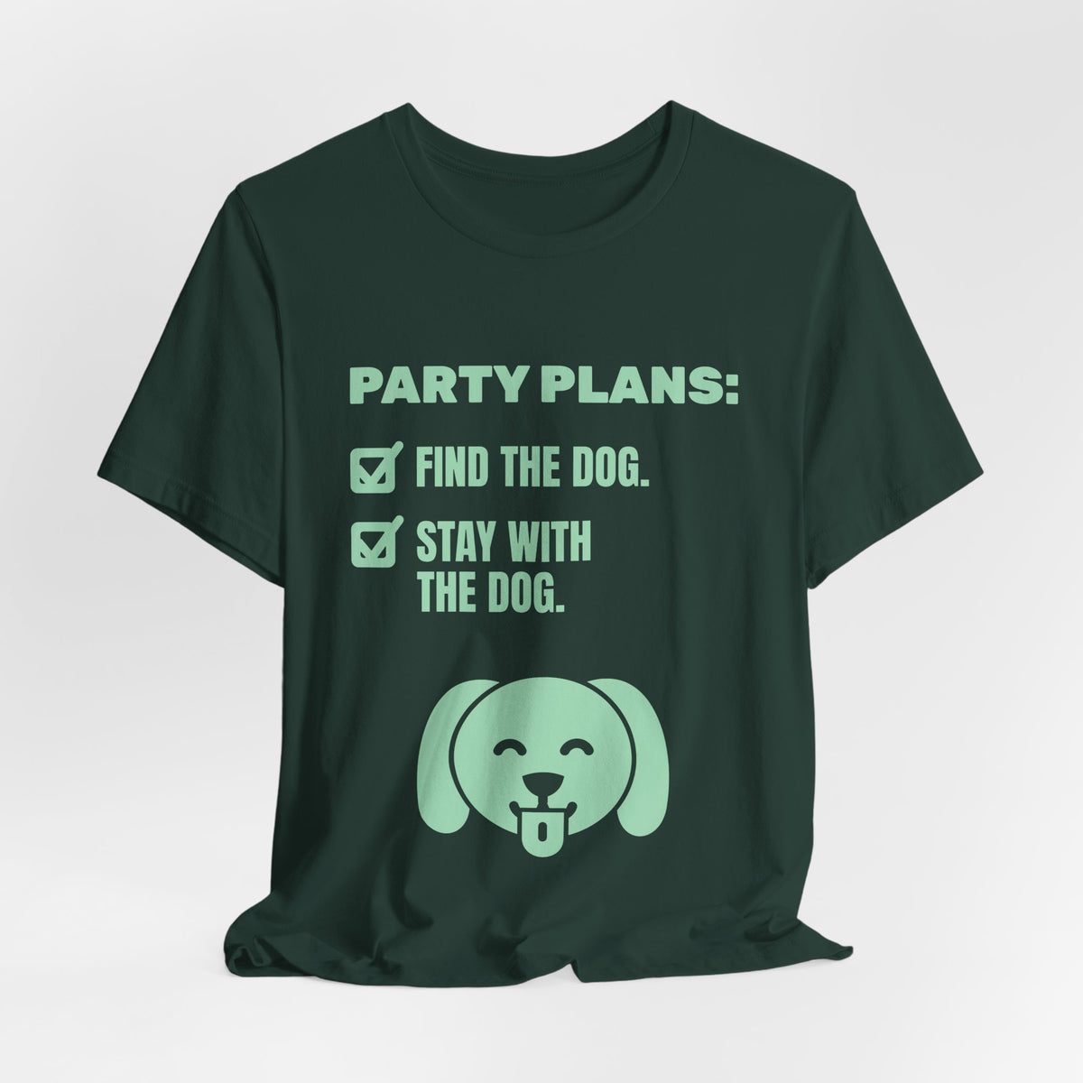 Party Plans: Find the Dog Tee (Mint Green Ink)