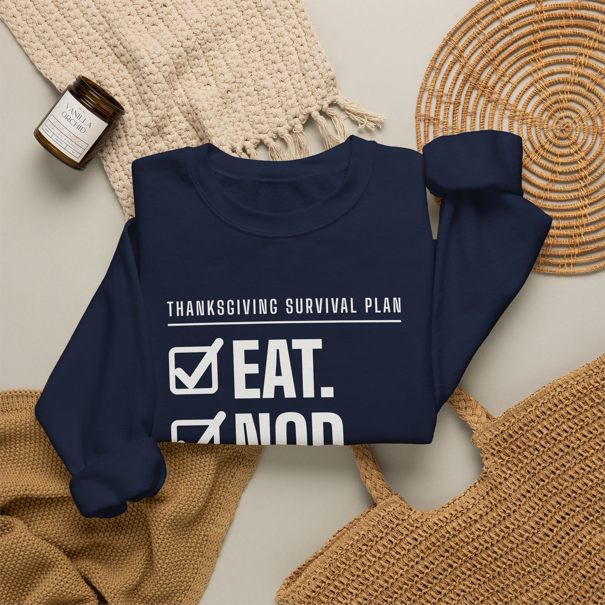 Eat. Nod. Leave. Crewneck Sweatshirt (Dark)