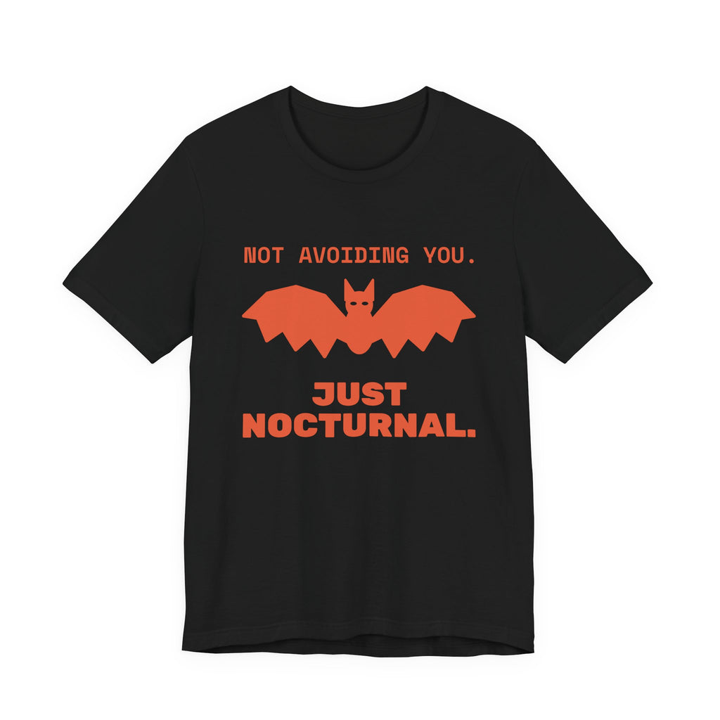 Not Avoiding You, Just Nocturnal Tee (Black / Orange)