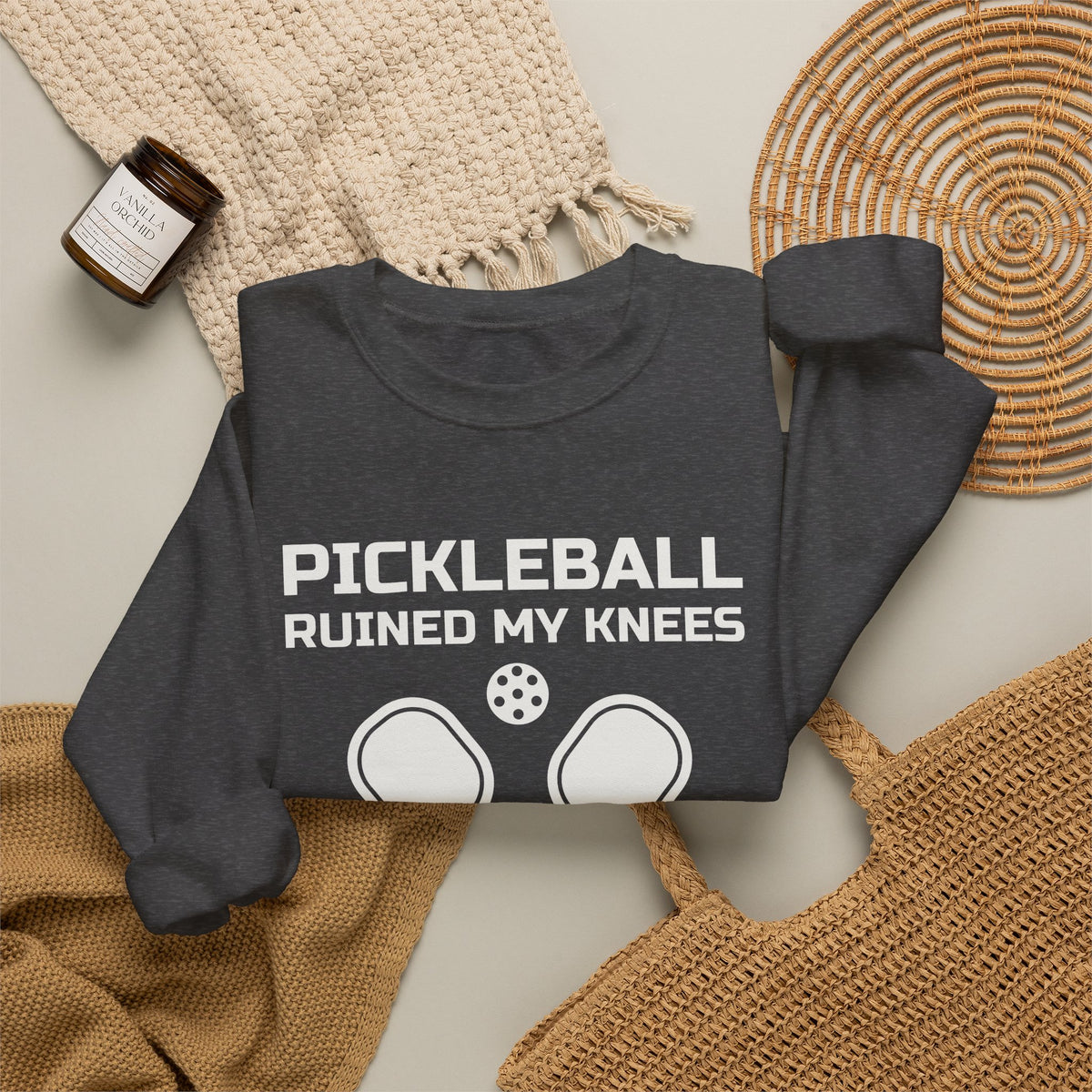 Pickleball Ruined My Knees and I'd Do It Again Crewneck Sweatshirt (Dark)