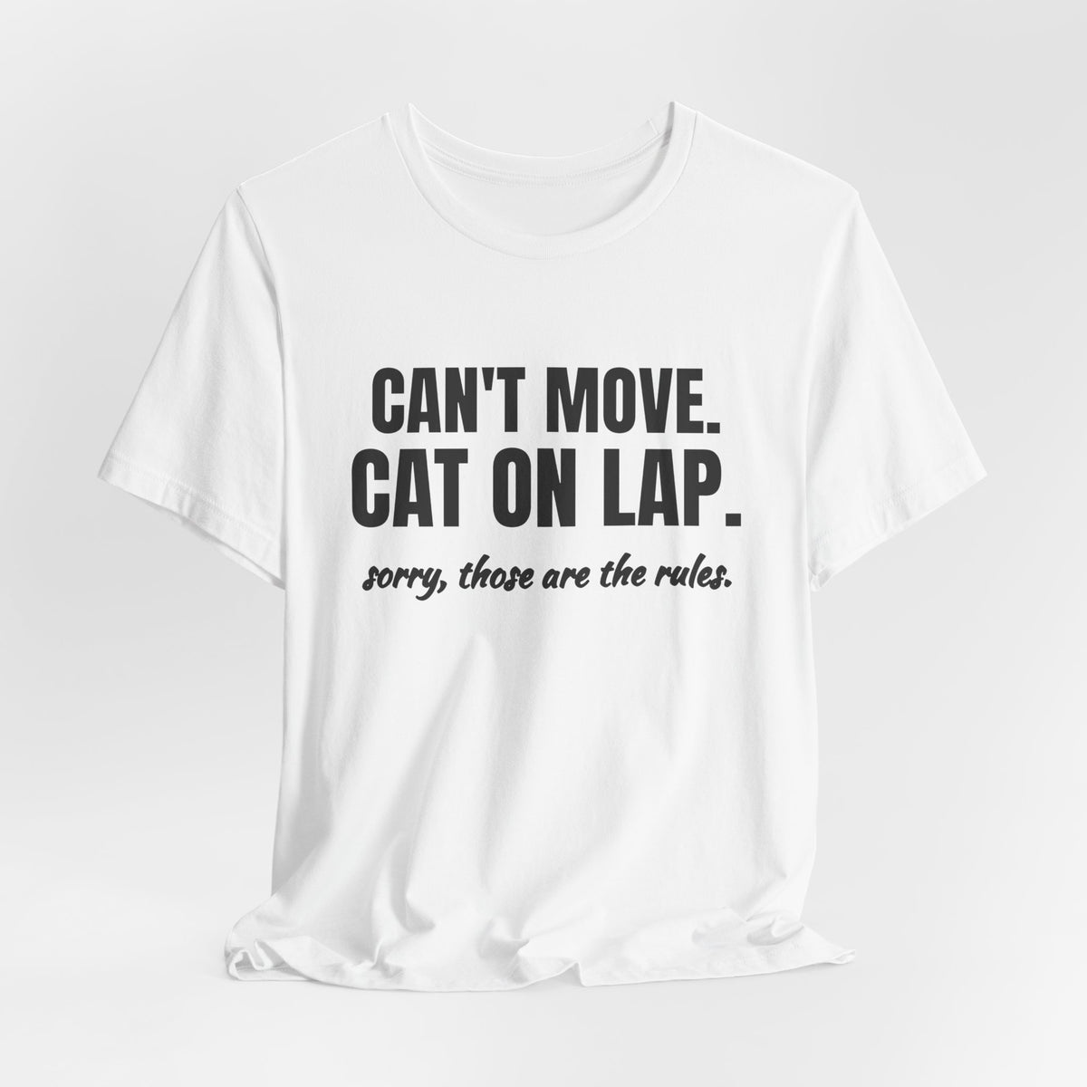 Can't Move. Cat on Lap Tee (Light)