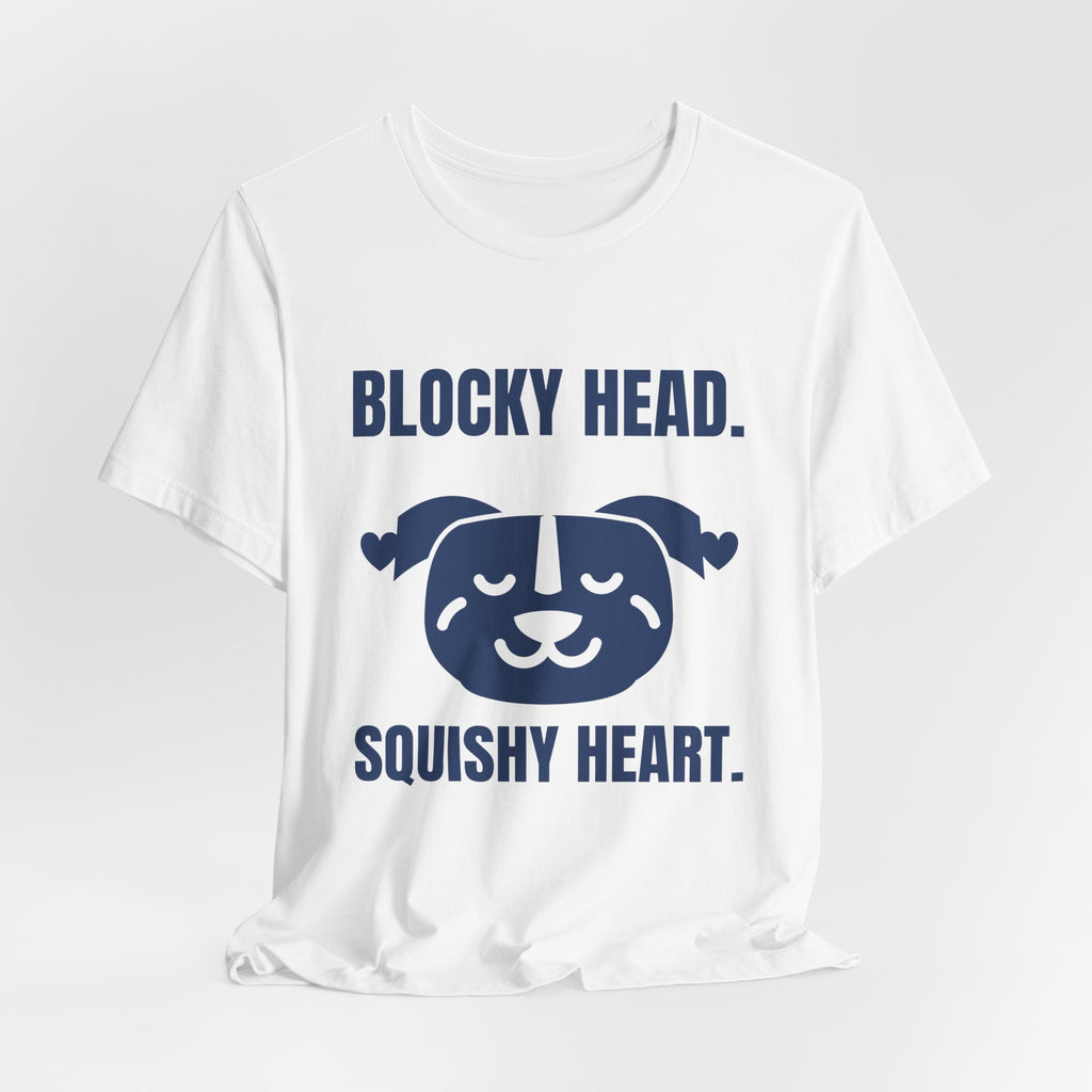 Blocky Head. Squishy Heart Tee (Navy Blue Ink)