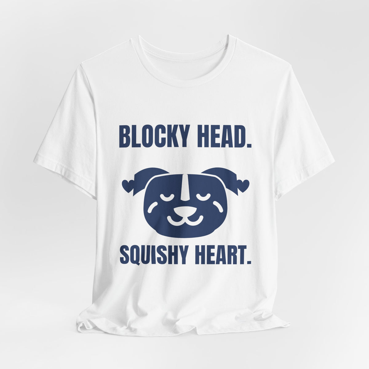 Blocky Head. Squishy Heart Tee (Navy Blue Ink)