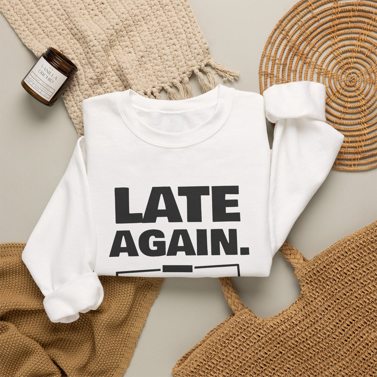 Late Again. The Dog Had Notes. Crewneck Sweatshirt (Light)