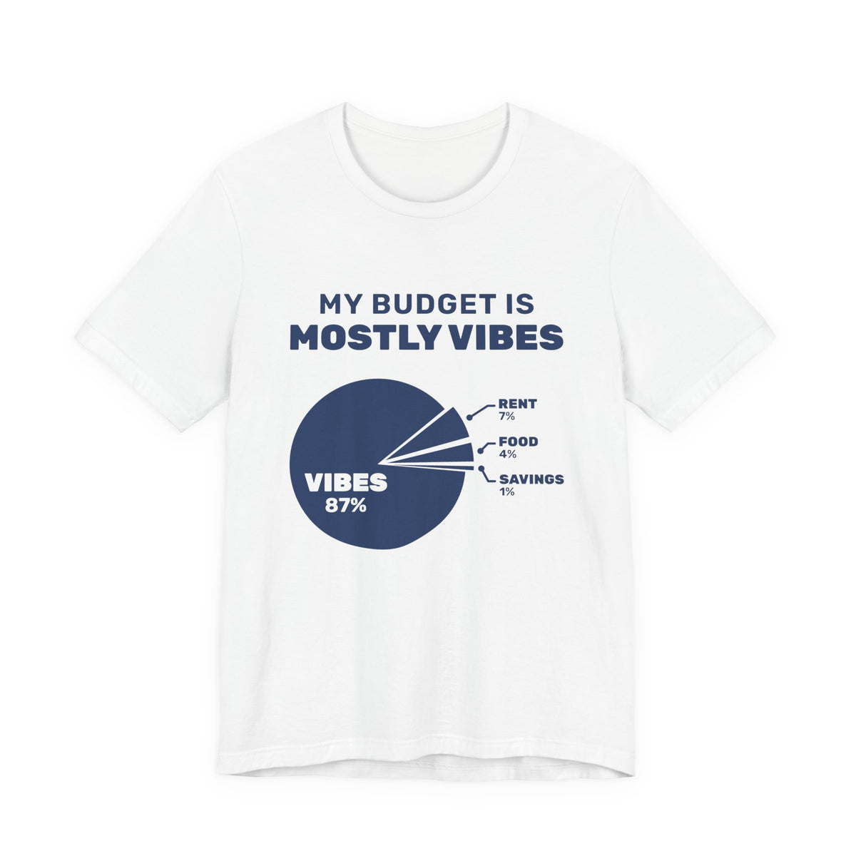 My Budget Is Mostly Vibes Tee (Navy Blue Ink)