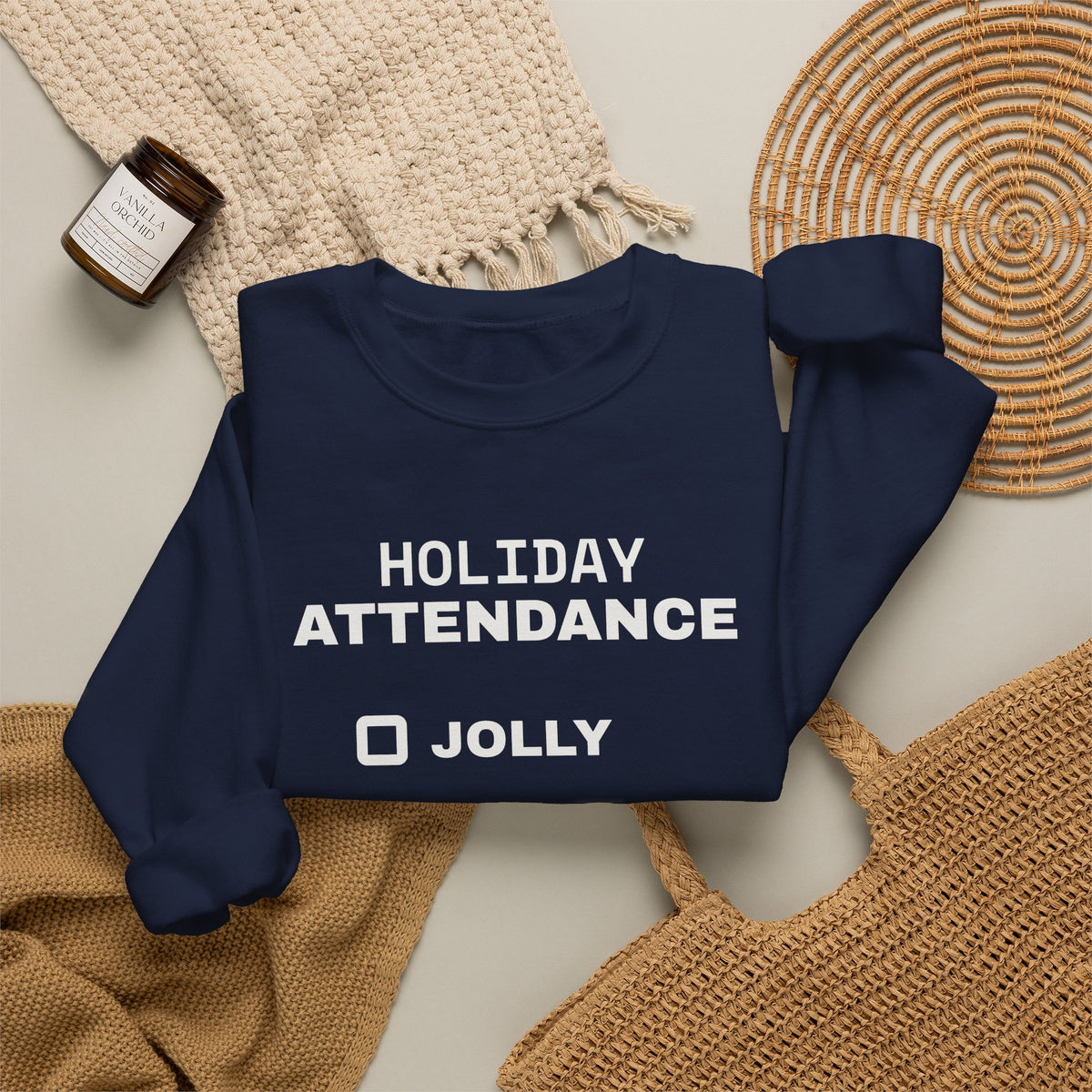 Holiday Attendance Checklist Crewneck Sweatshirt (Dark)