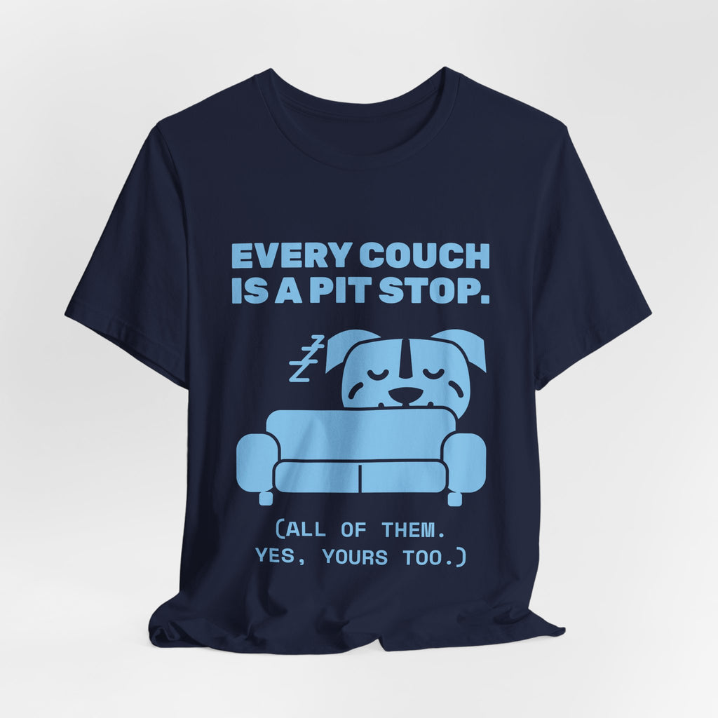 Every Couch Is a Pit Stop Tee (Sky Blue Ink)