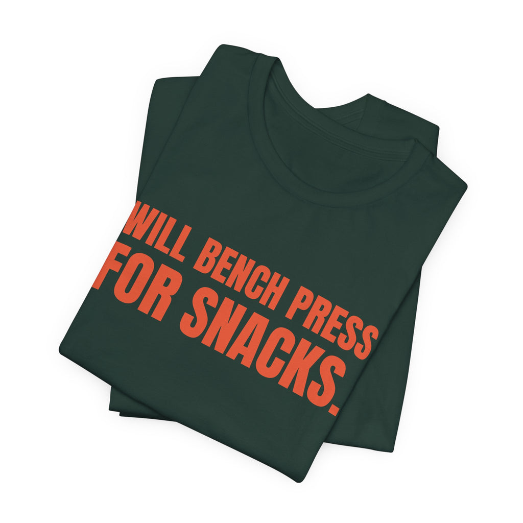 Will Bench Press for Snacks Tee (Orange)