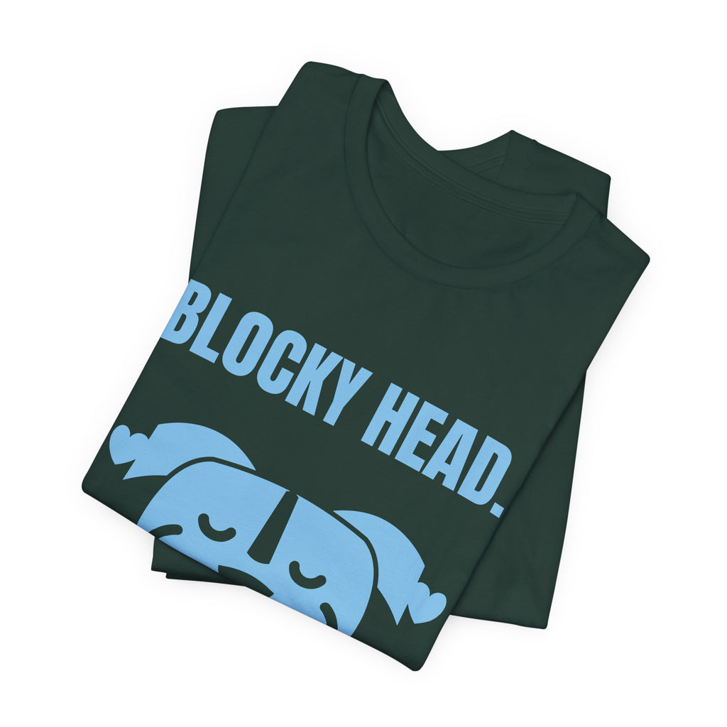 Blocky Head. Squishy Heart Tee (Sky Blue Ink)