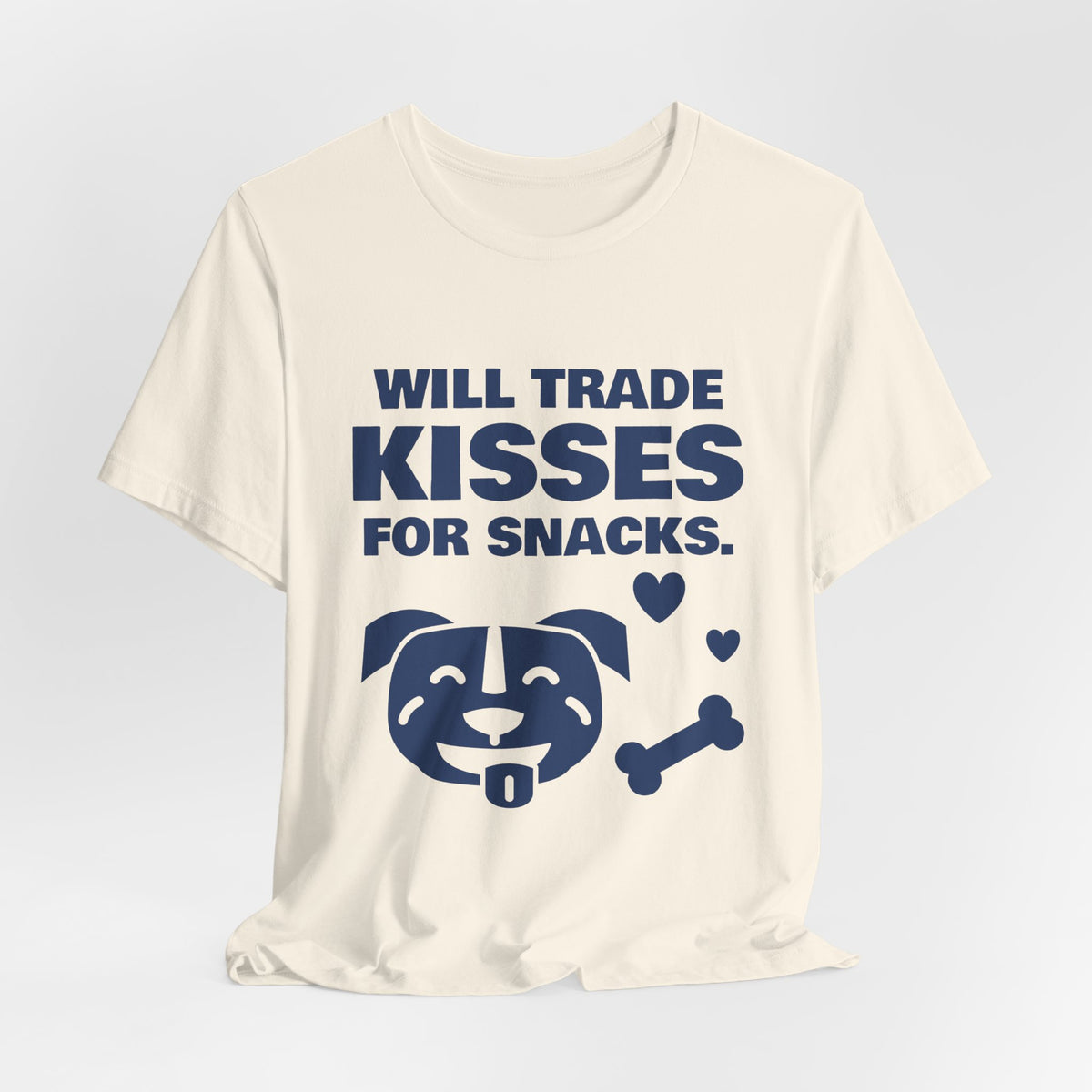Will Trade Kisses for Snacks Tee (Navy Blue Ink)