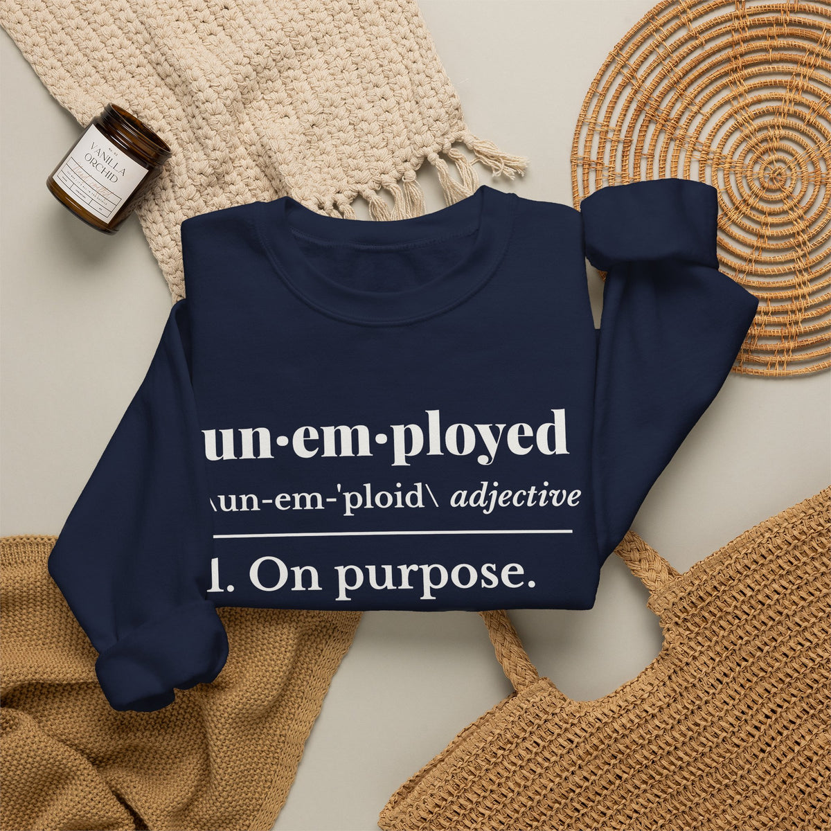 Unemployed on Purpose Crewneck Sweatshirt (Dark)