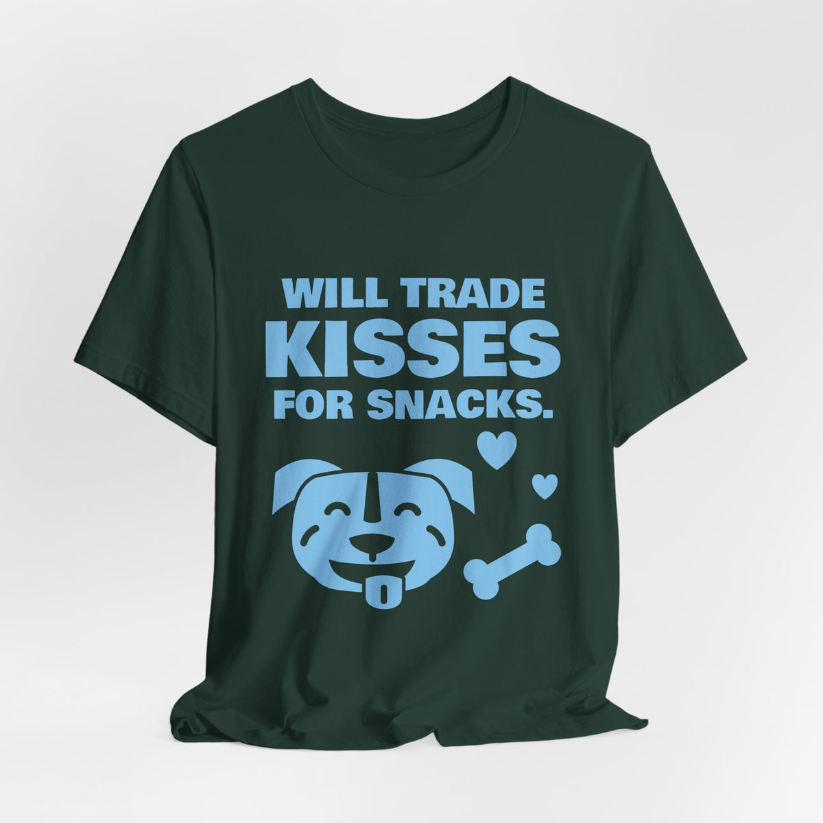 Will Trade Kisses for Snacks Tee (Sky Blue Ink)