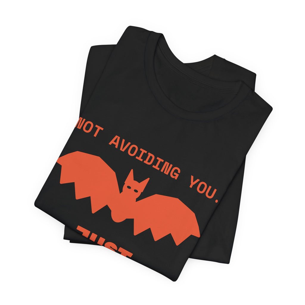 Not Avoiding You, Just Nocturnal Tee (Black / Orange)