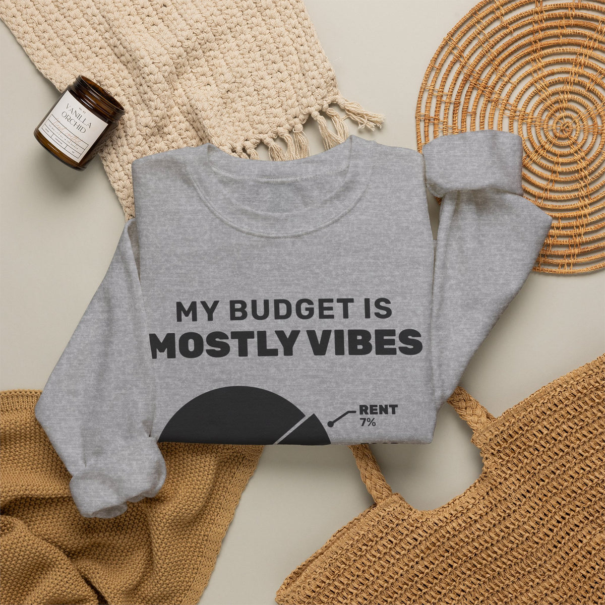 My Budget Is Mostly Vibes Crewneck Sweatshirt (Light)