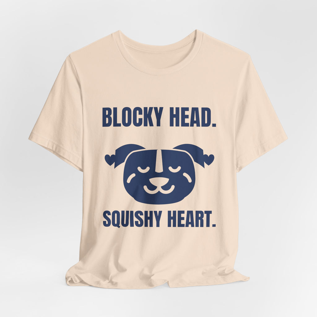 Blocky Head. Squishy Heart Tee (Navy Blue Ink)