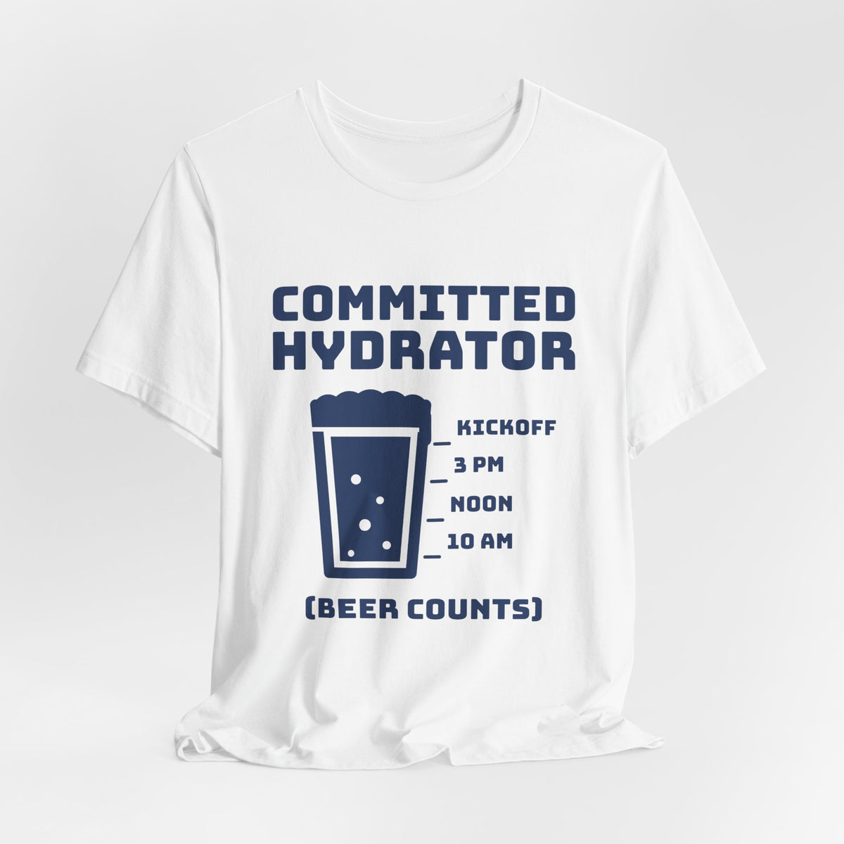 Committed Hydrator (Beer Counts) Tee (Navy Blue Ink)