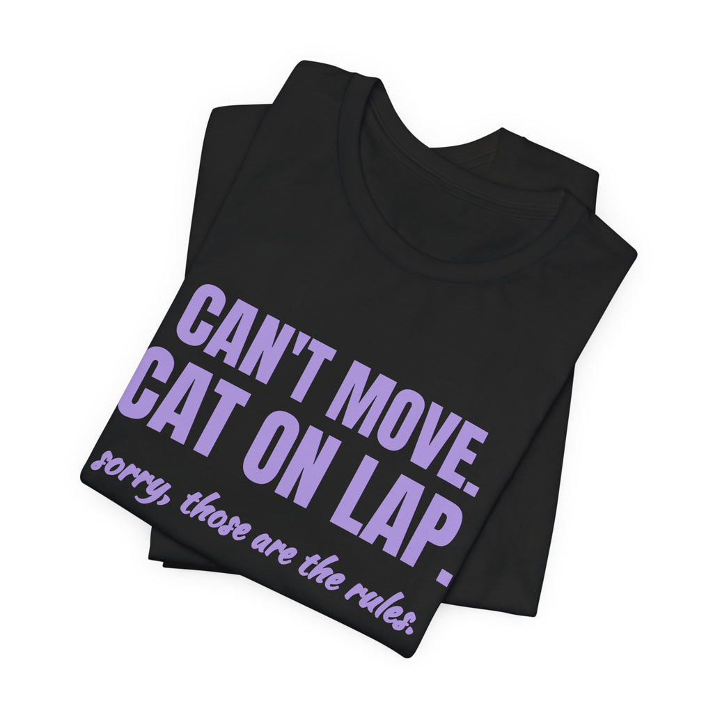Can't Move. Cat on Lap Tee (Lavender)