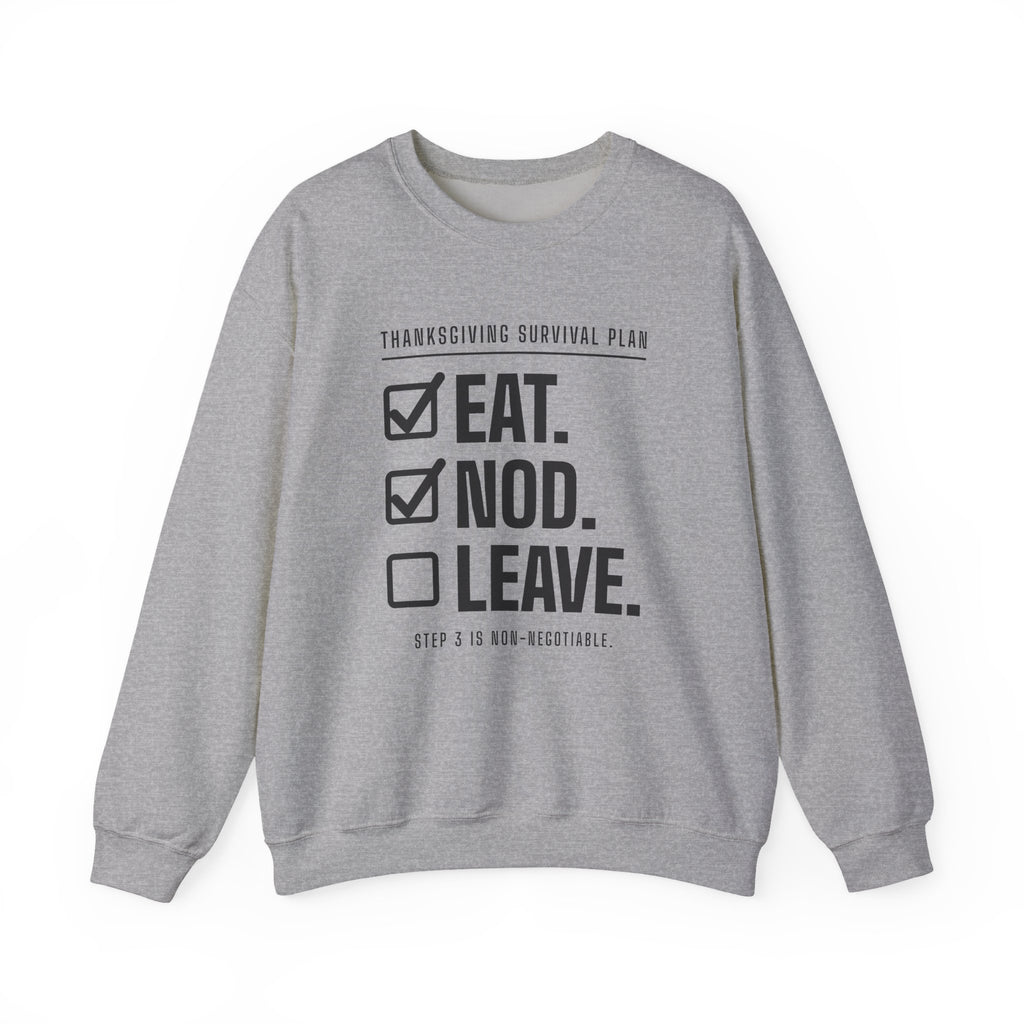 Eat. Nod. Leave. Crewneck Sweatshirt (Light)