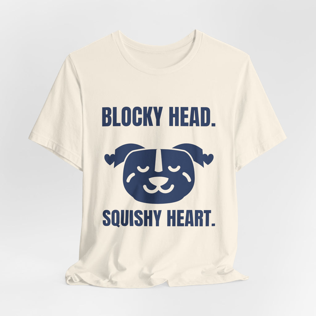 Blocky Head. Squishy Heart Tee (Navy Blue Ink)