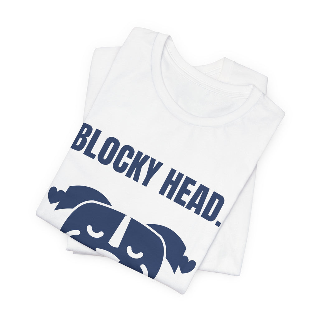 Blocky Head. Squishy Heart Tee (Navy Blue Ink)