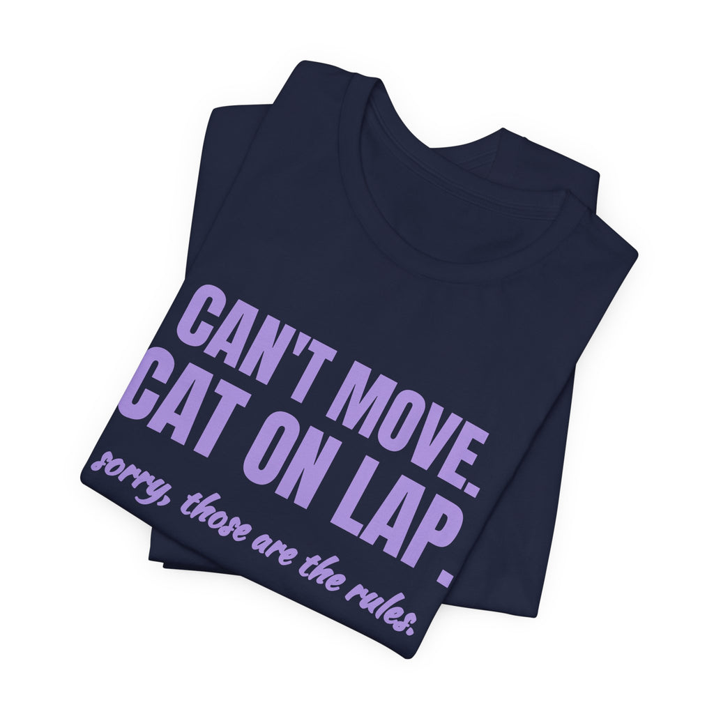 Can't Move. Cat on Lap Tee (Lavender)