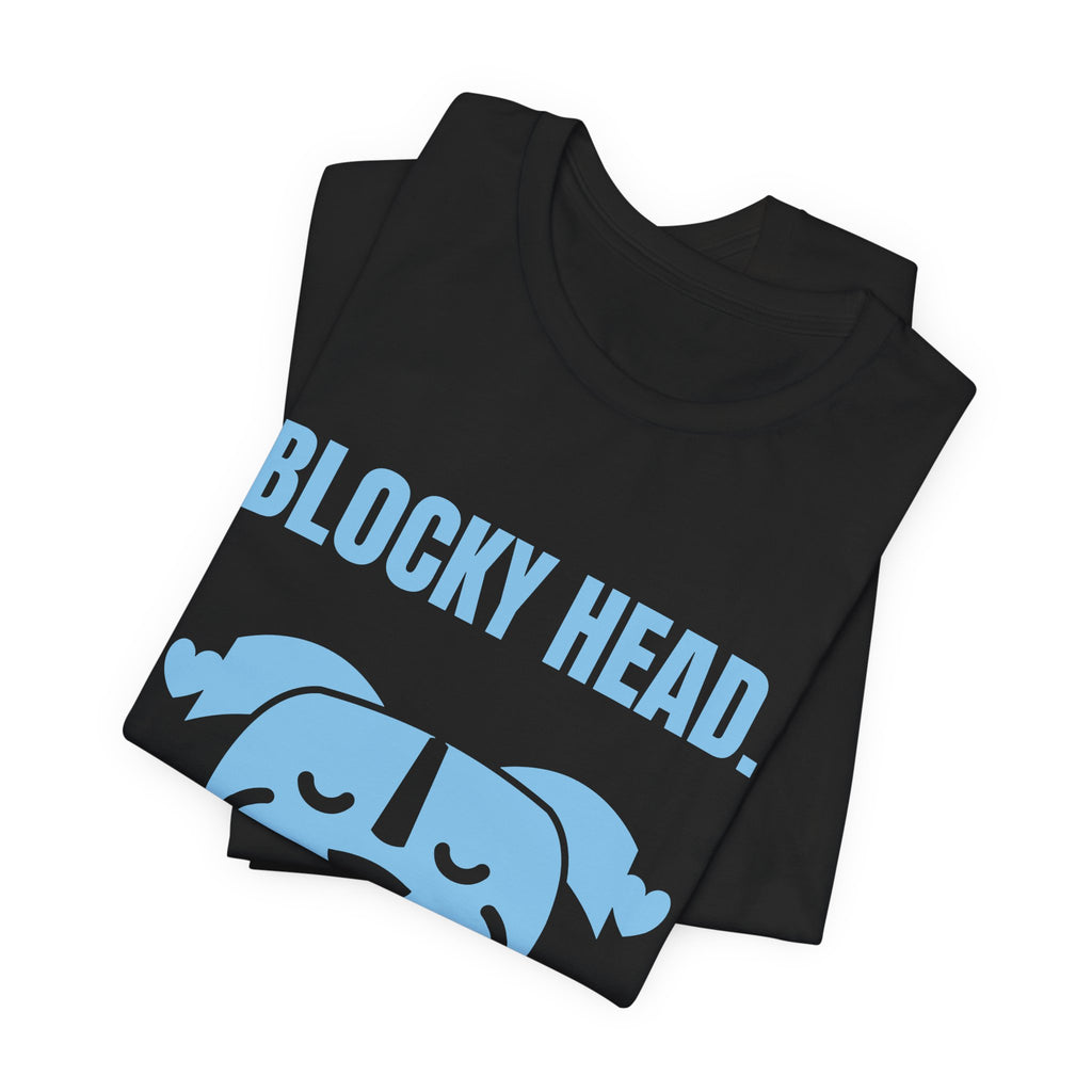 Blocky Head. Squishy Heart Tee (Sky Blue Ink)
