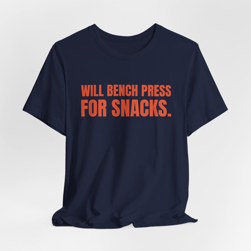 Will Bench Press for Snacks Tee (Orange)