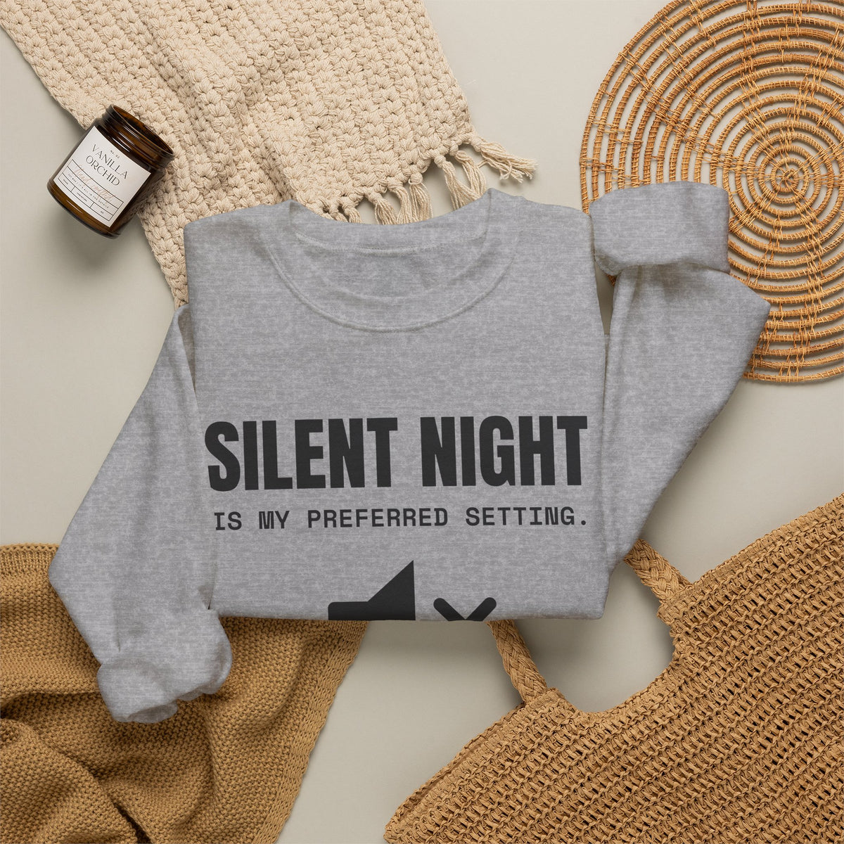 Silent Night Is My Preferred Setting Crewneck Sweatshirt (Light)