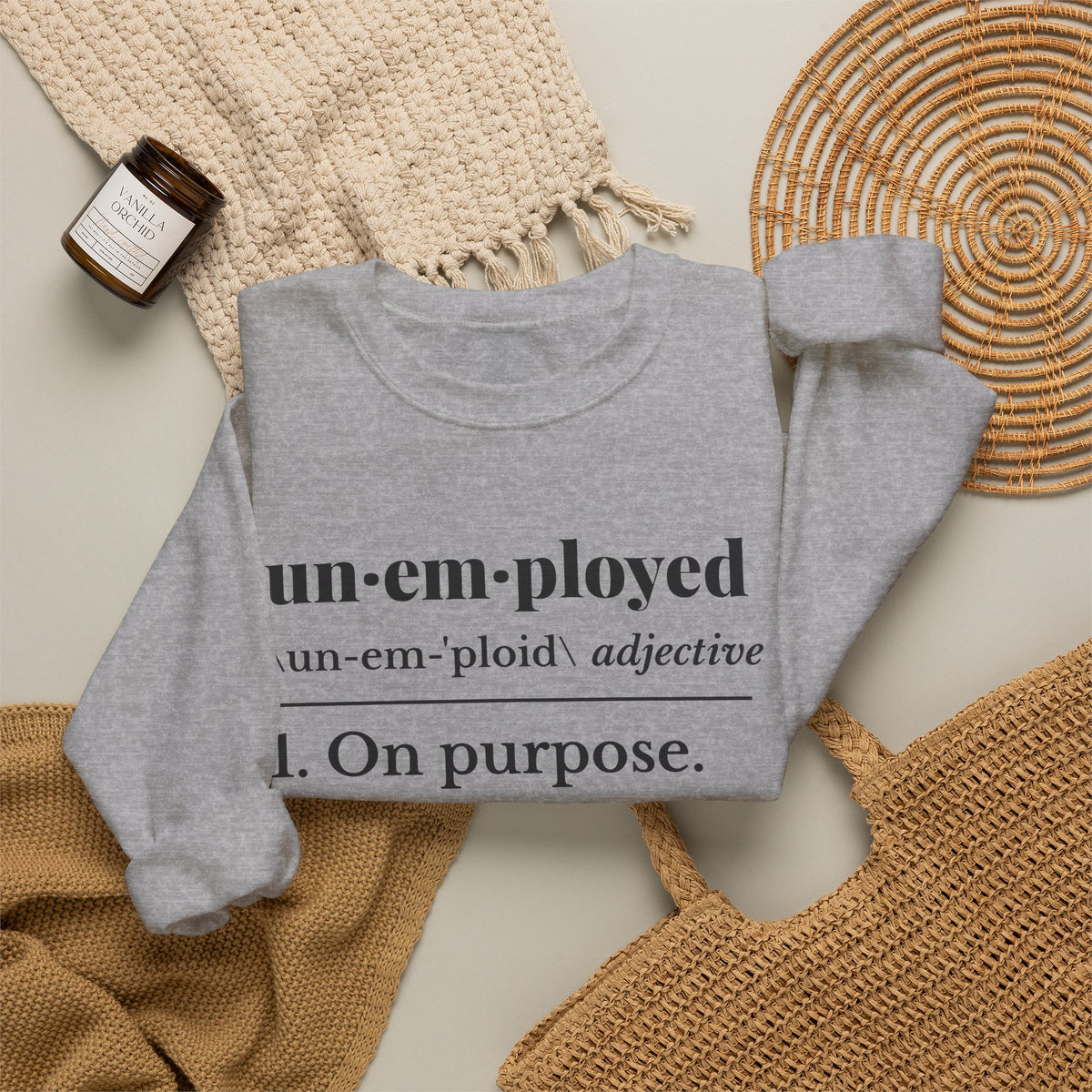 Unemployed on Purpose Crewneck Sweatshirt (Light)