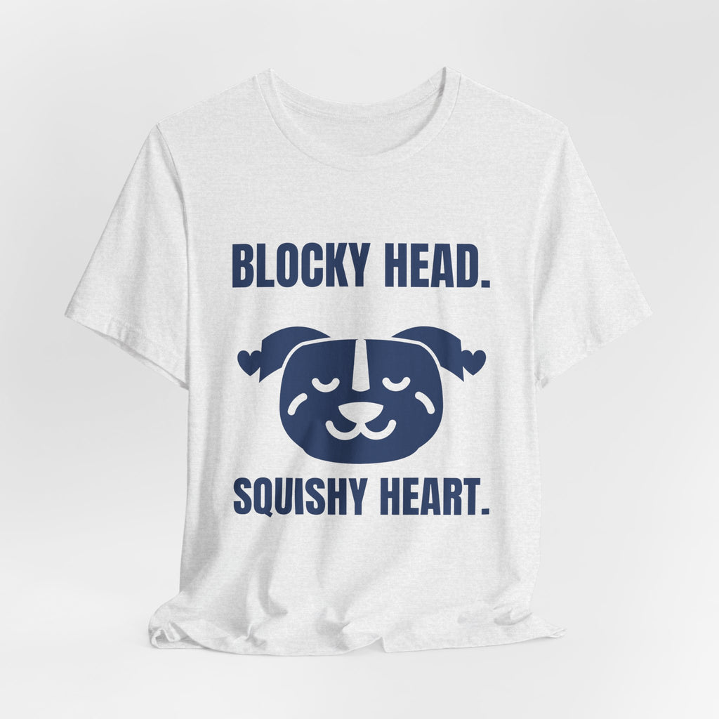 Blocky Head. Squishy Heart Tee (Navy Blue Ink)