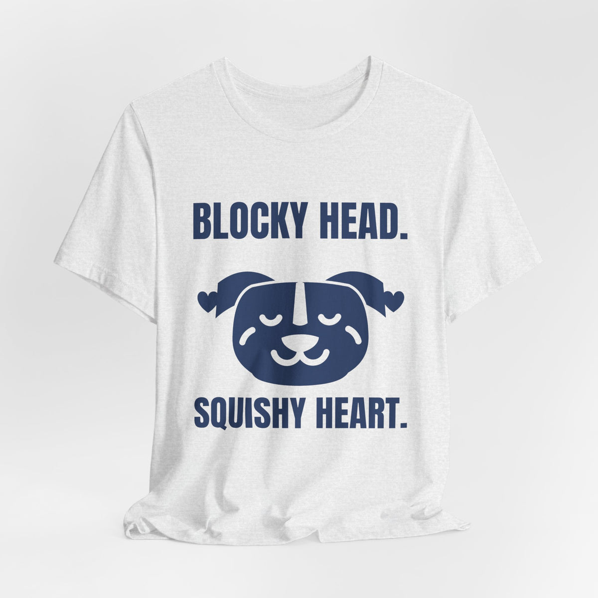Blocky Head. Squishy Heart Tee (Navy Blue Ink)