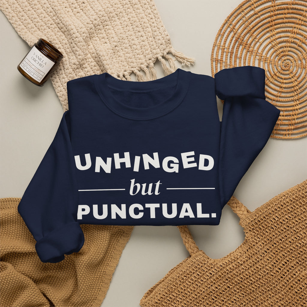 Unhinged but Punctual Crewneck Sweatshirt (Dark)