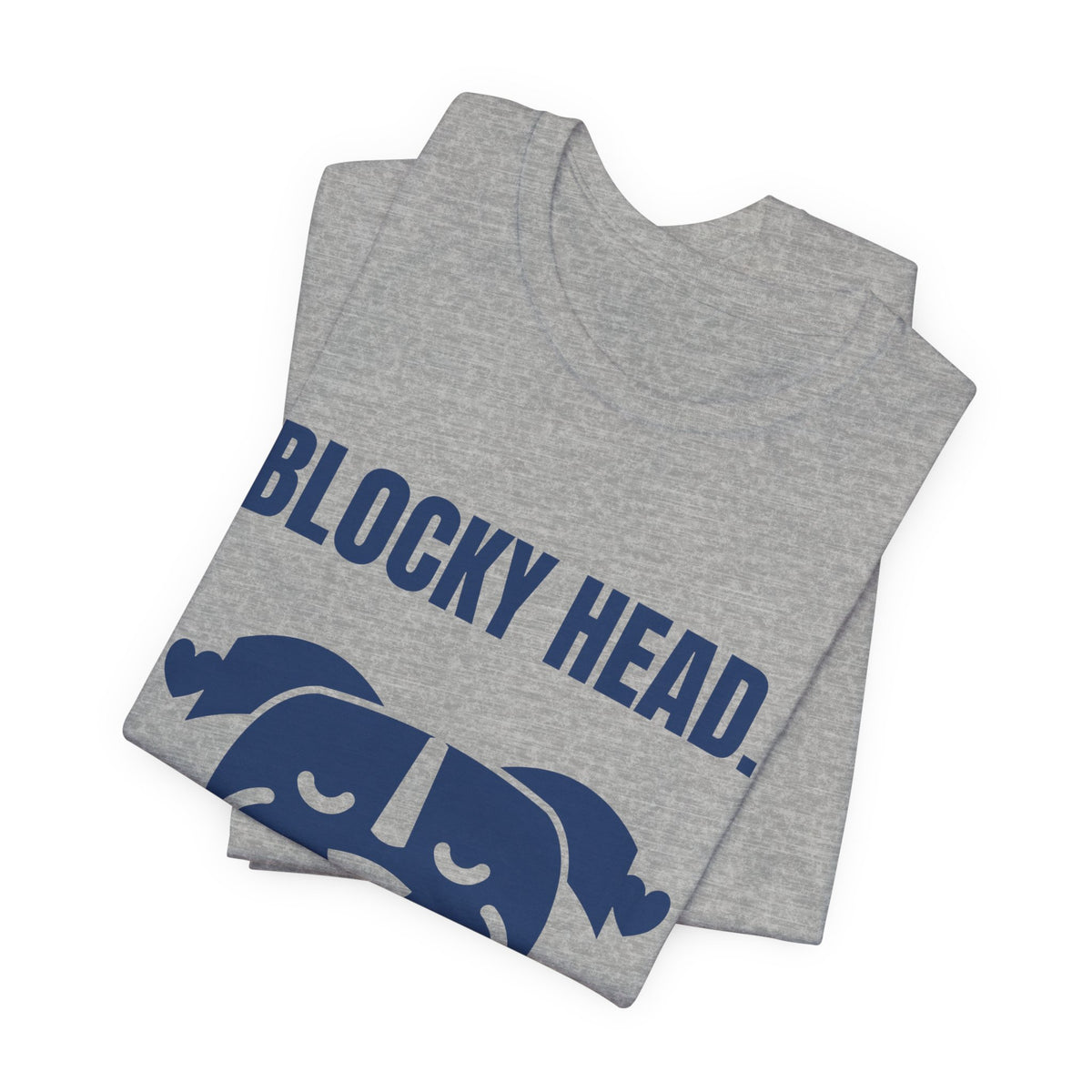 Blocky Head. Squishy Heart Tee (Navy Blue Ink)