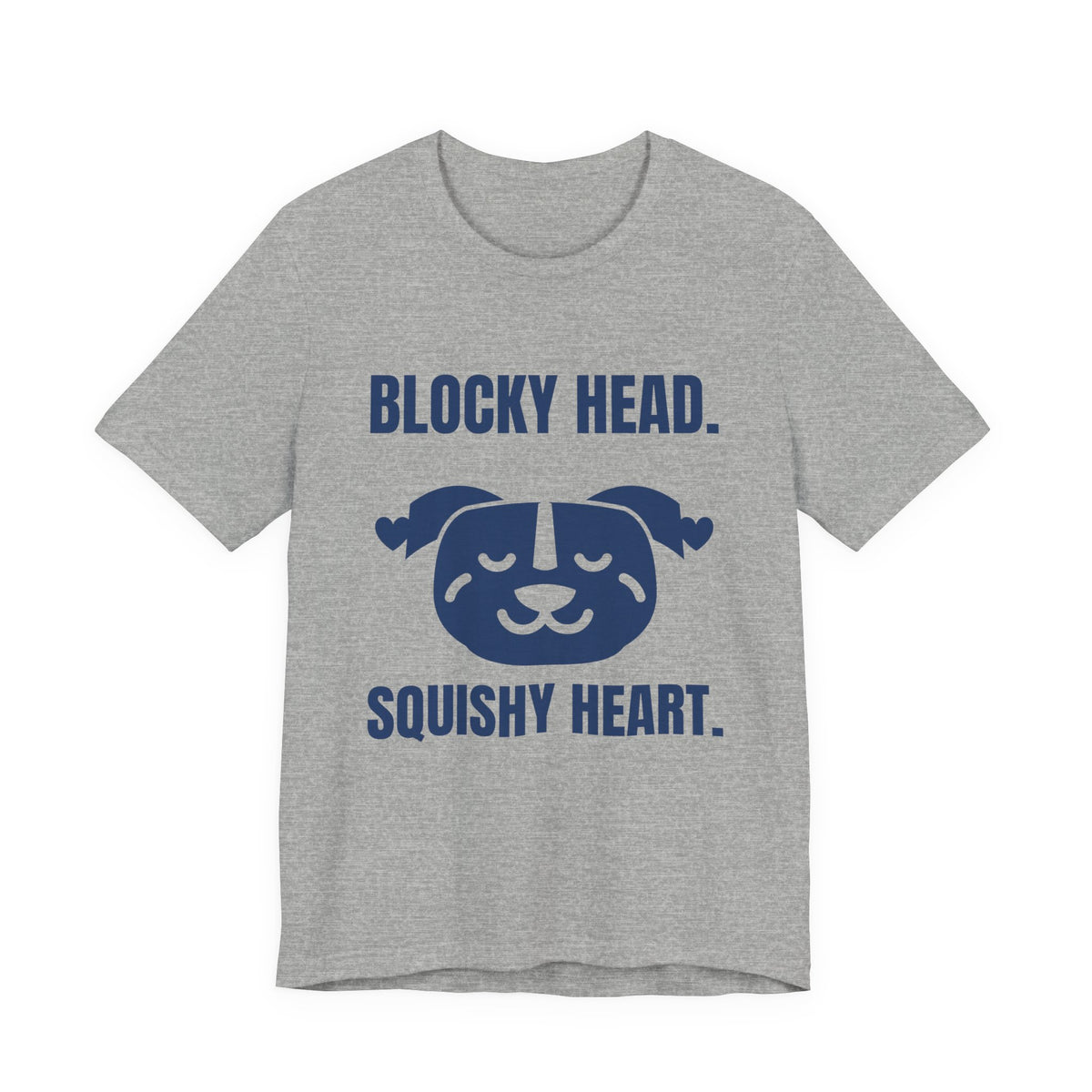 Blocky Head. Squishy Heart Tee (Navy Blue Ink)