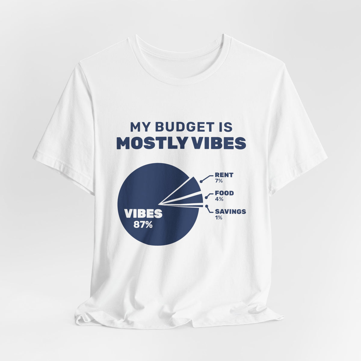 My Budget Is Mostly Vibes Tee (Navy Blue Ink)