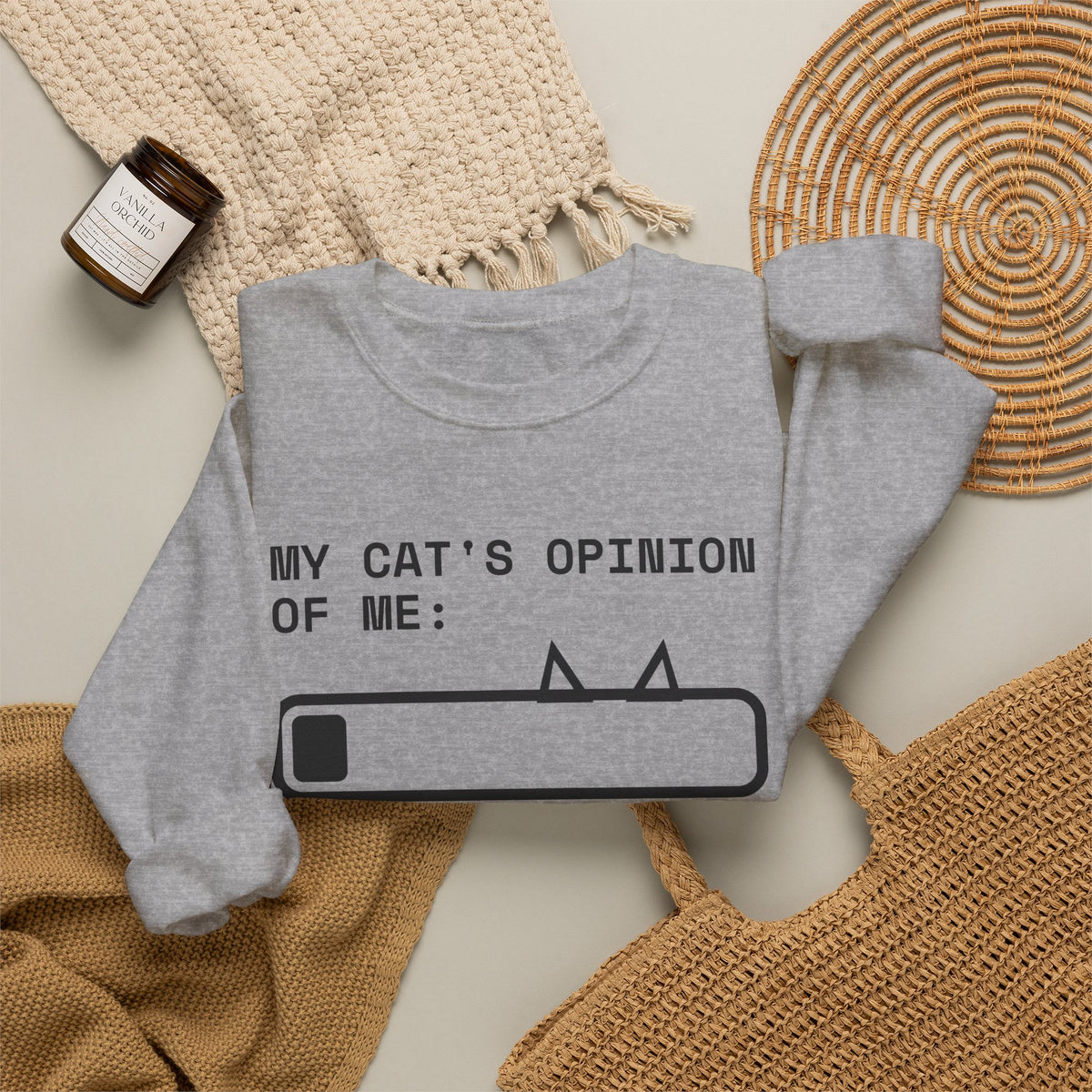 My Cat's Opinion of Me: Pending Crewneck Sweatshirt (Light)