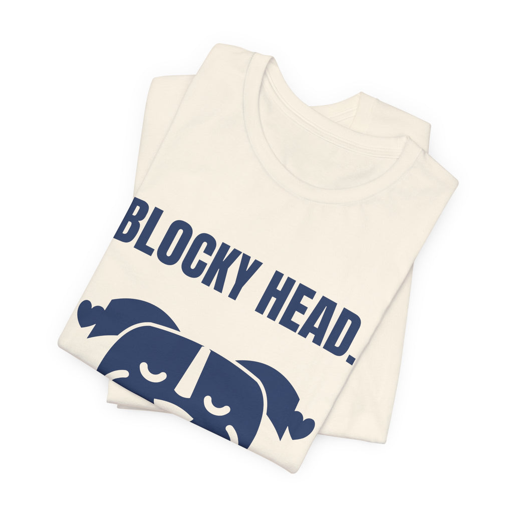 Blocky Head. Squishy Heart Tee (Navy Blue Ink)