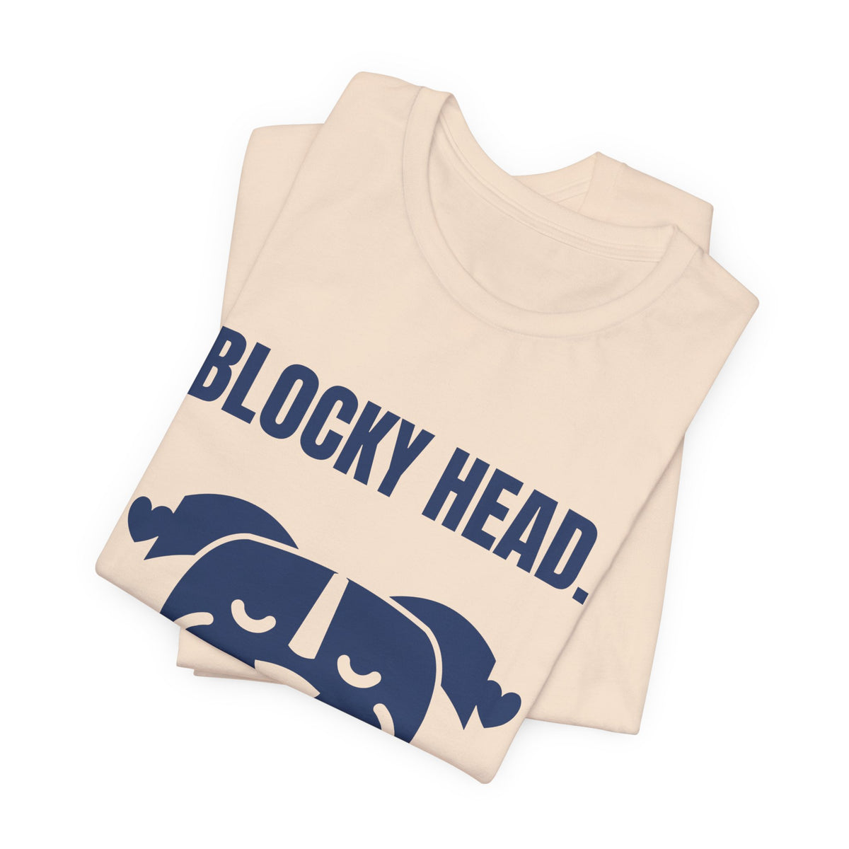 Blocky Head. Squishy Heart Tee (Navy Blue Ink)