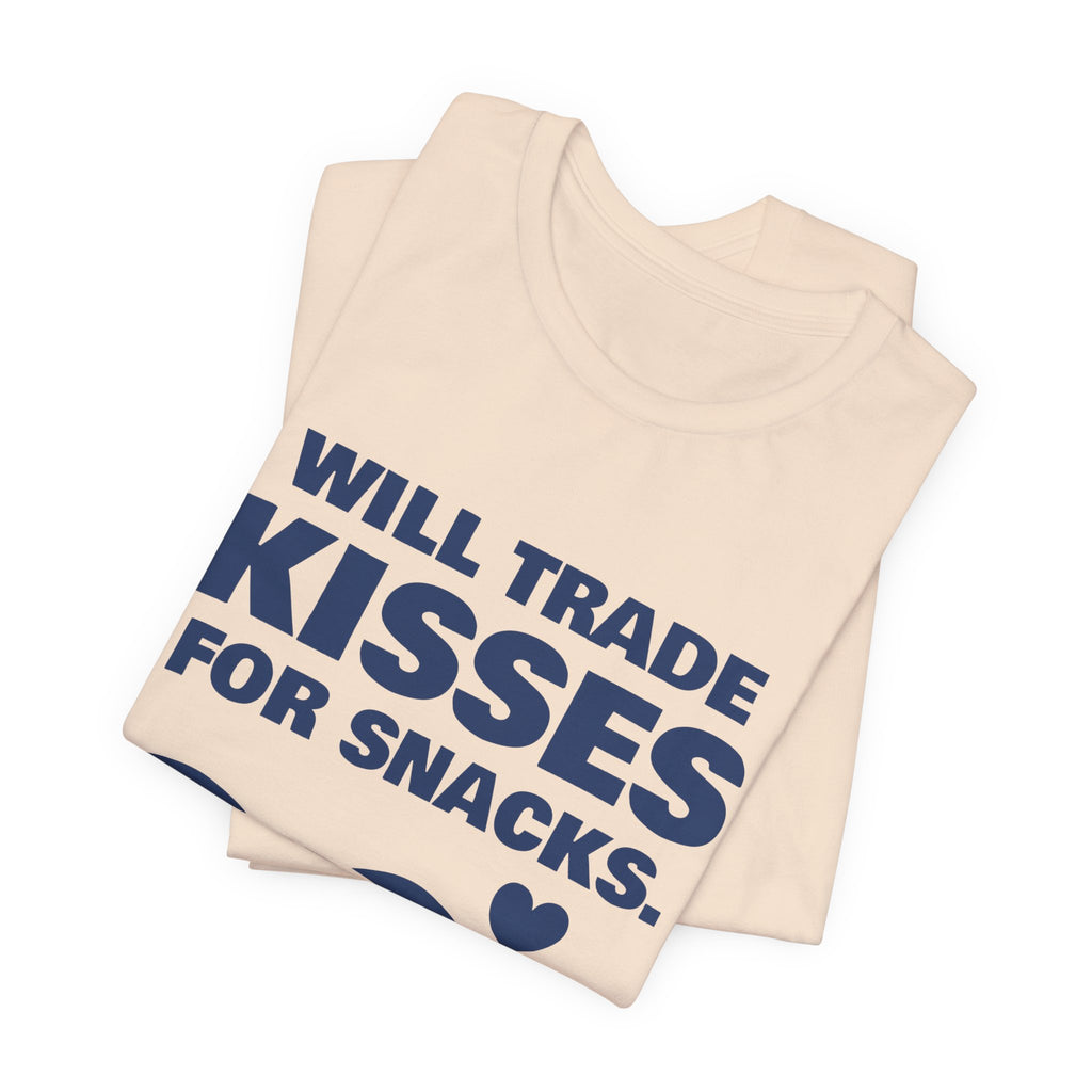 Will Trade Kisses for Snacks Tee (Navy Blue Ink)