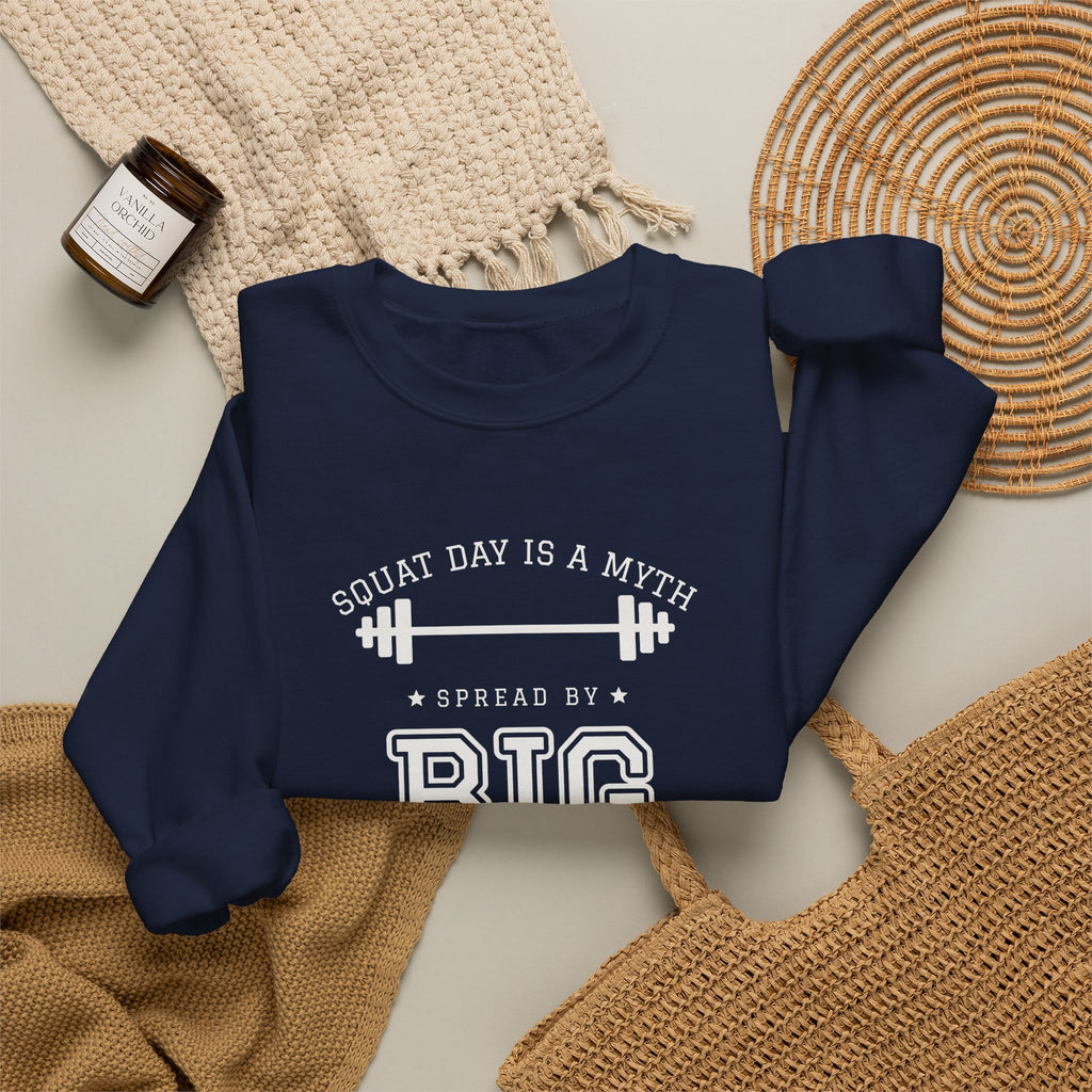 Squat Day Is a Myth Spread by Big Squat Crewneck Sweatshirt (Dark)