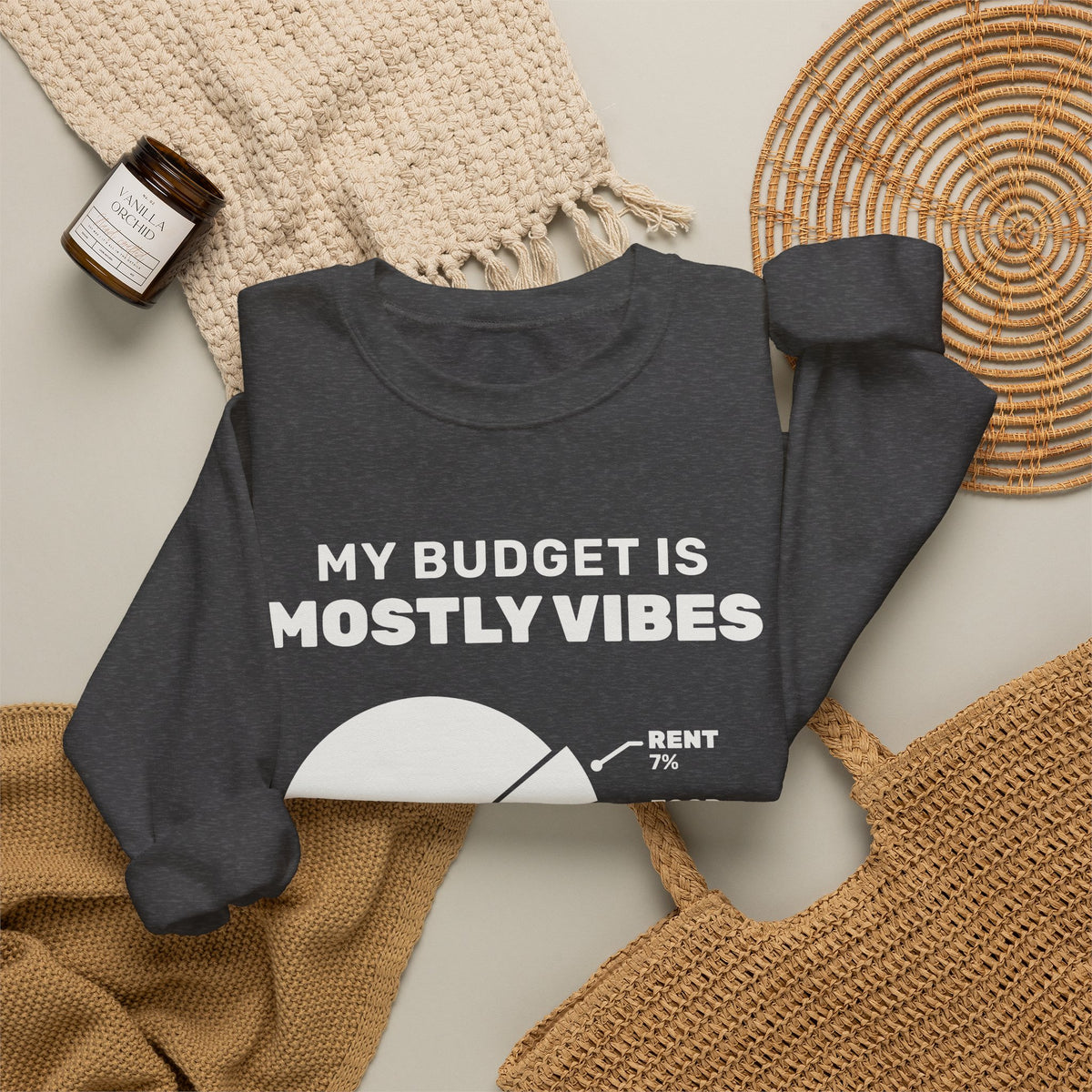 My Budget Is Mostly Vibes Crewneck Sweatshirt (Dark)