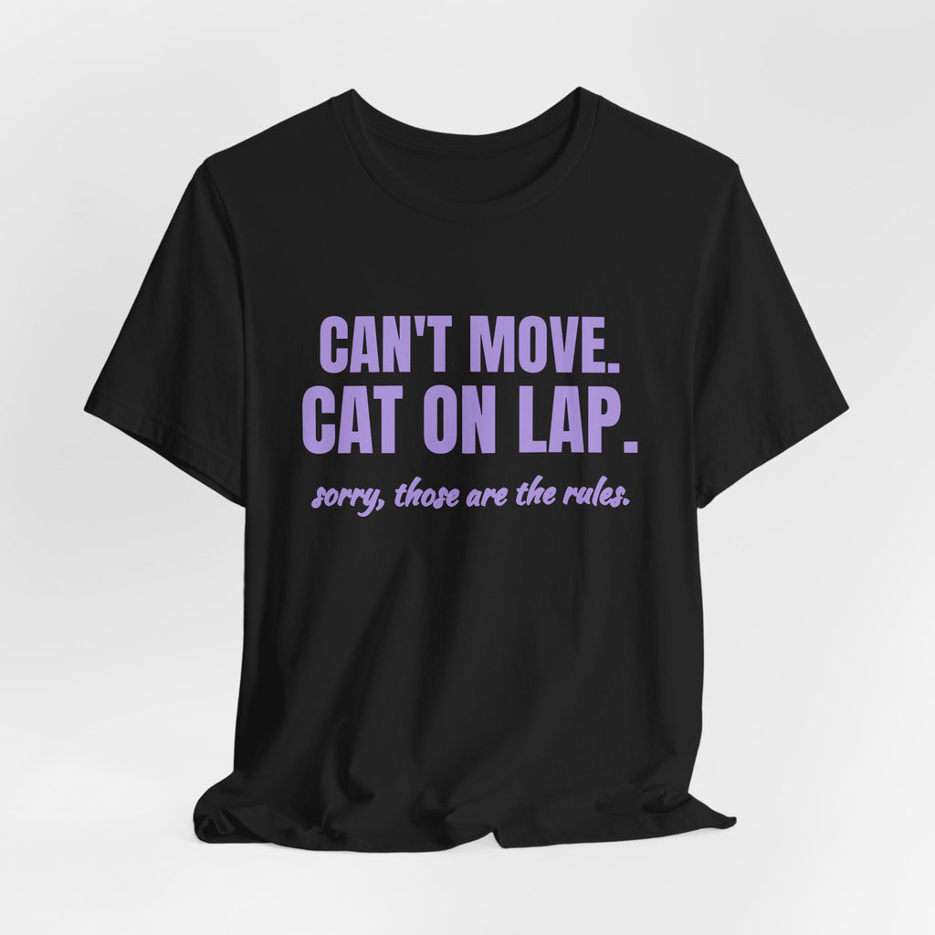 Can't Move. Cat on Lap Tee (Lavender)