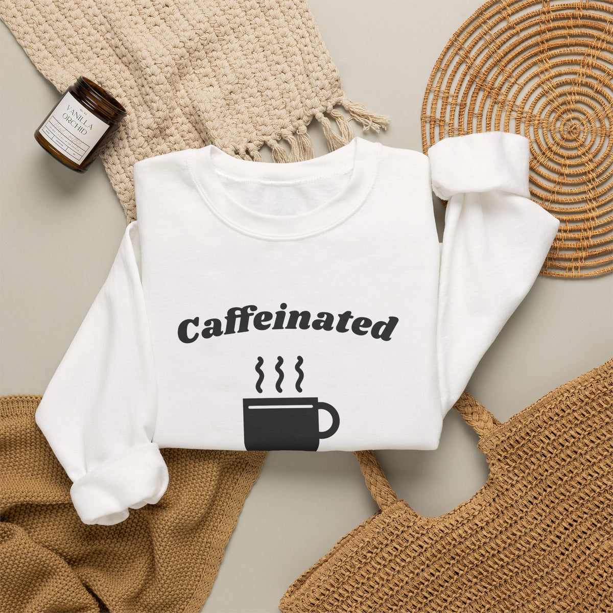 Caffeinated Enough to Be Polite Crewneck Sweatshirt (Light)