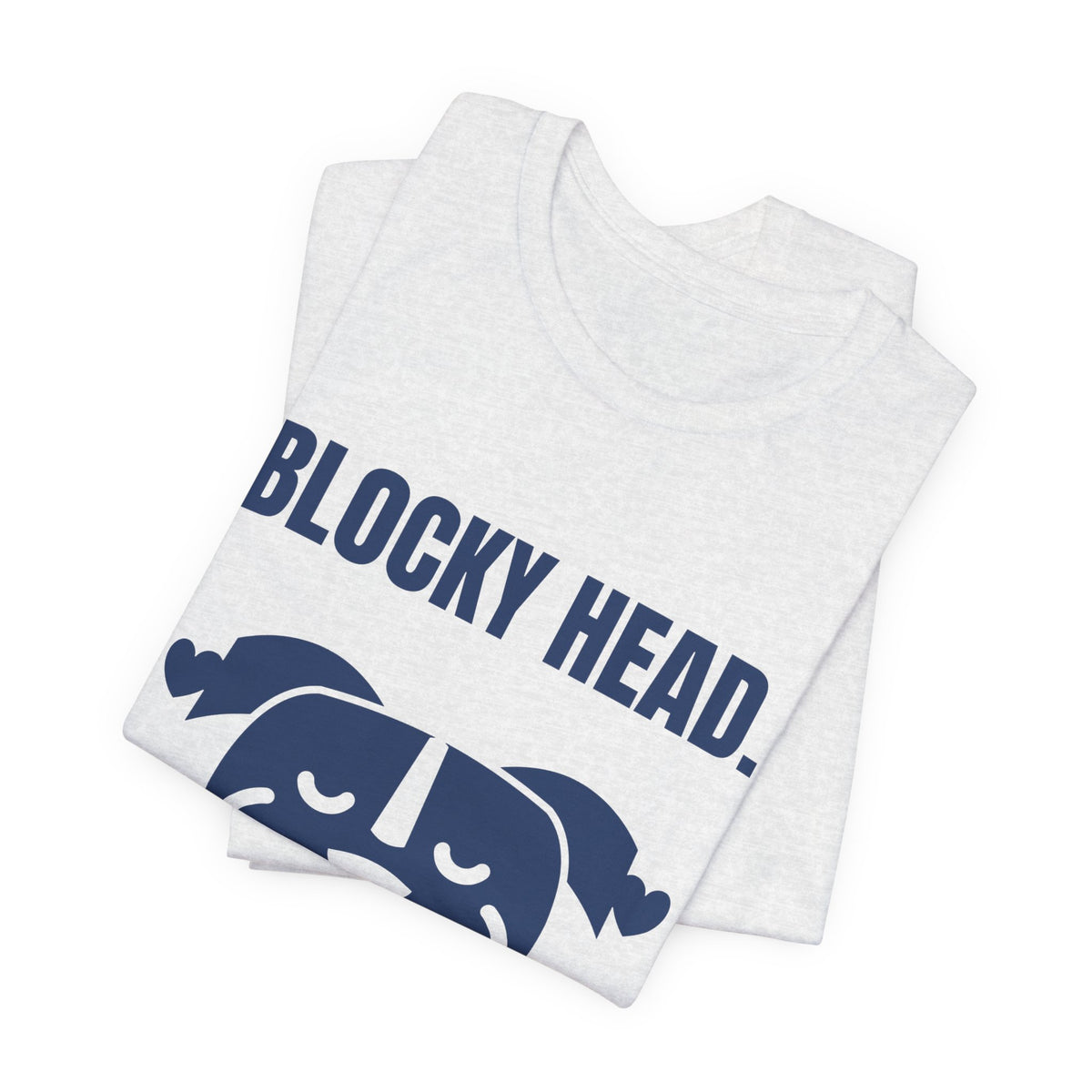 Blocky Head. Squishy Heart Tee (Navy Blue Ink)