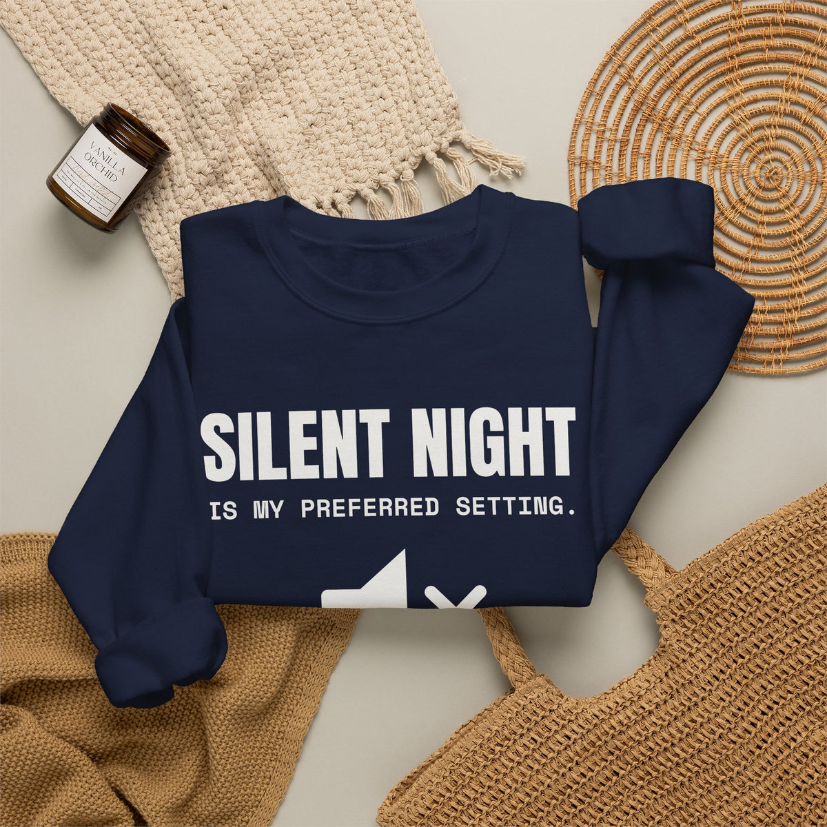 Silent Night Is My Preferred Setting Crewneck Sweatshirt (Dark)