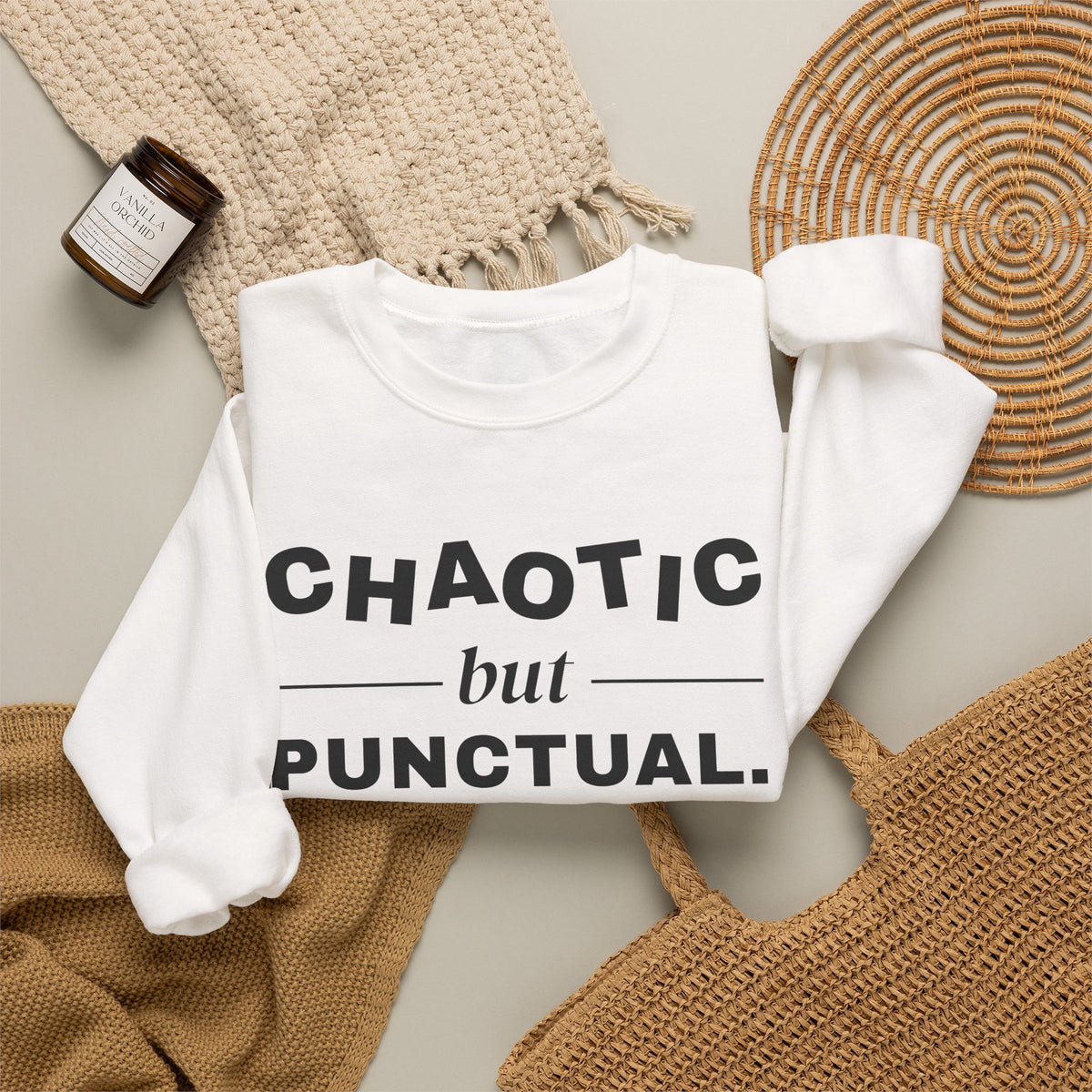 Chaotic but Punctual Crewneck Sweatshirt (Light)
