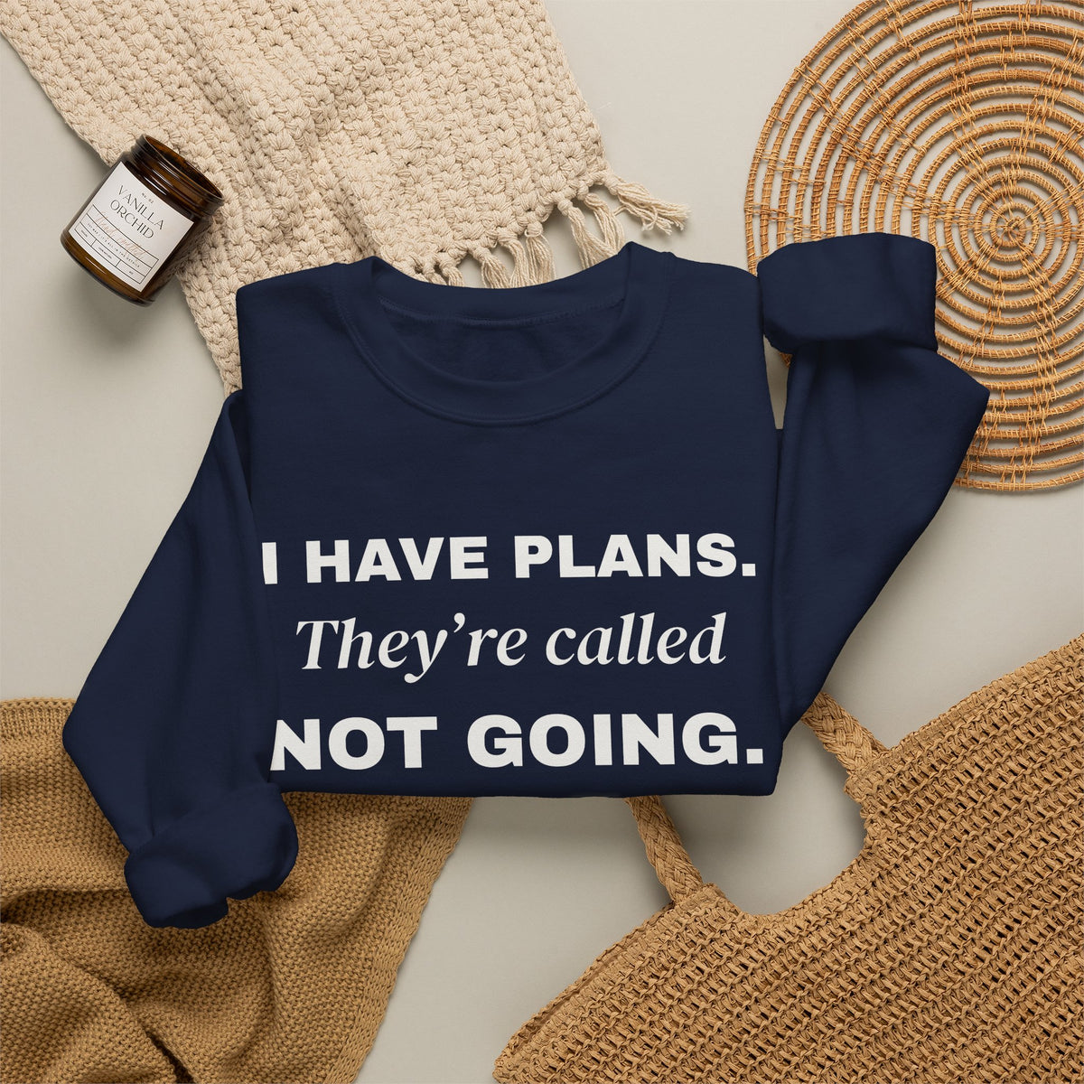 I Have Plans. They're Called Not Going. Crewneck Sweatshirt (Dark)